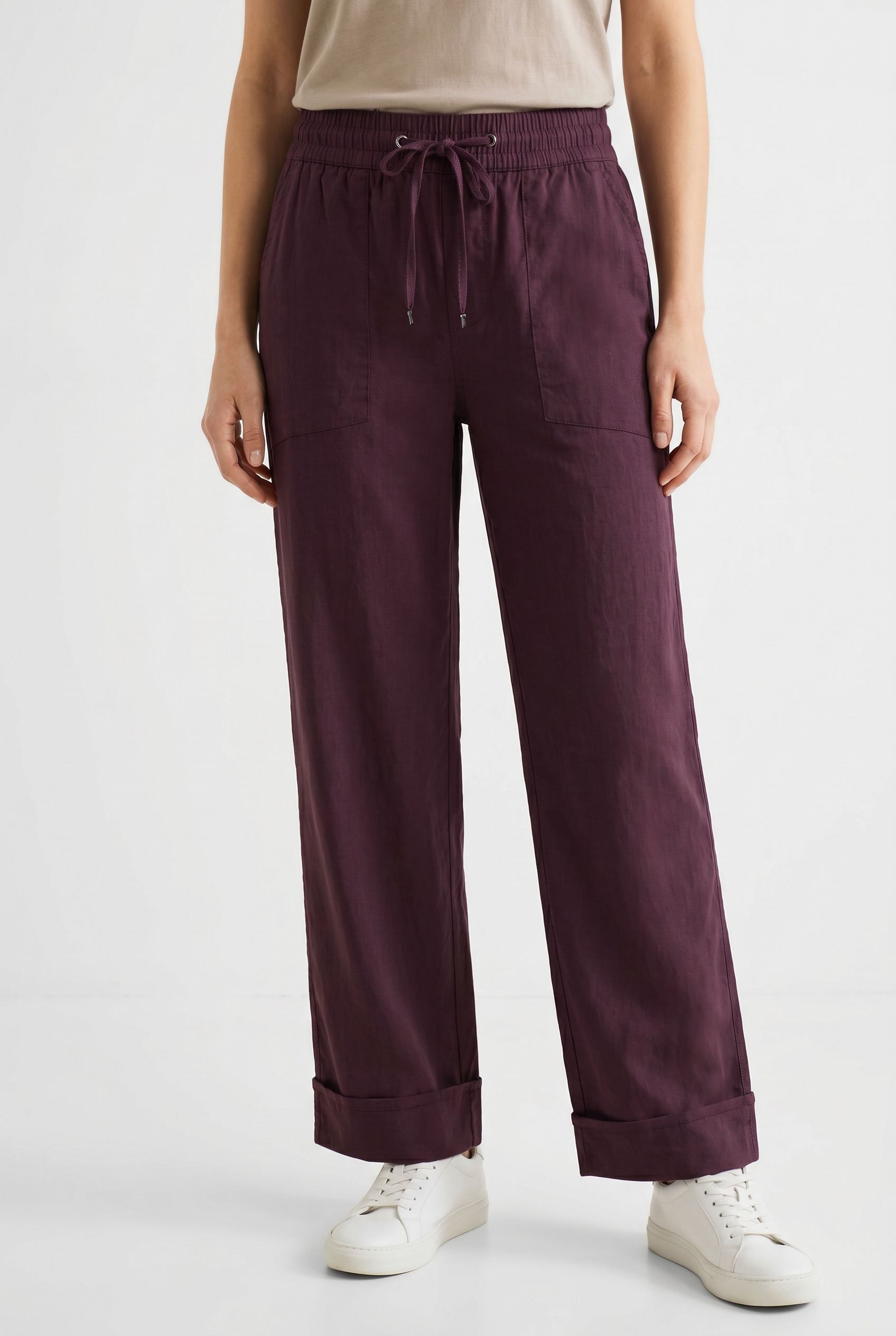 STREET ONE Stoffhose "Style Amalia" Sommerhose mit elastischem Bund und Tunnelzug