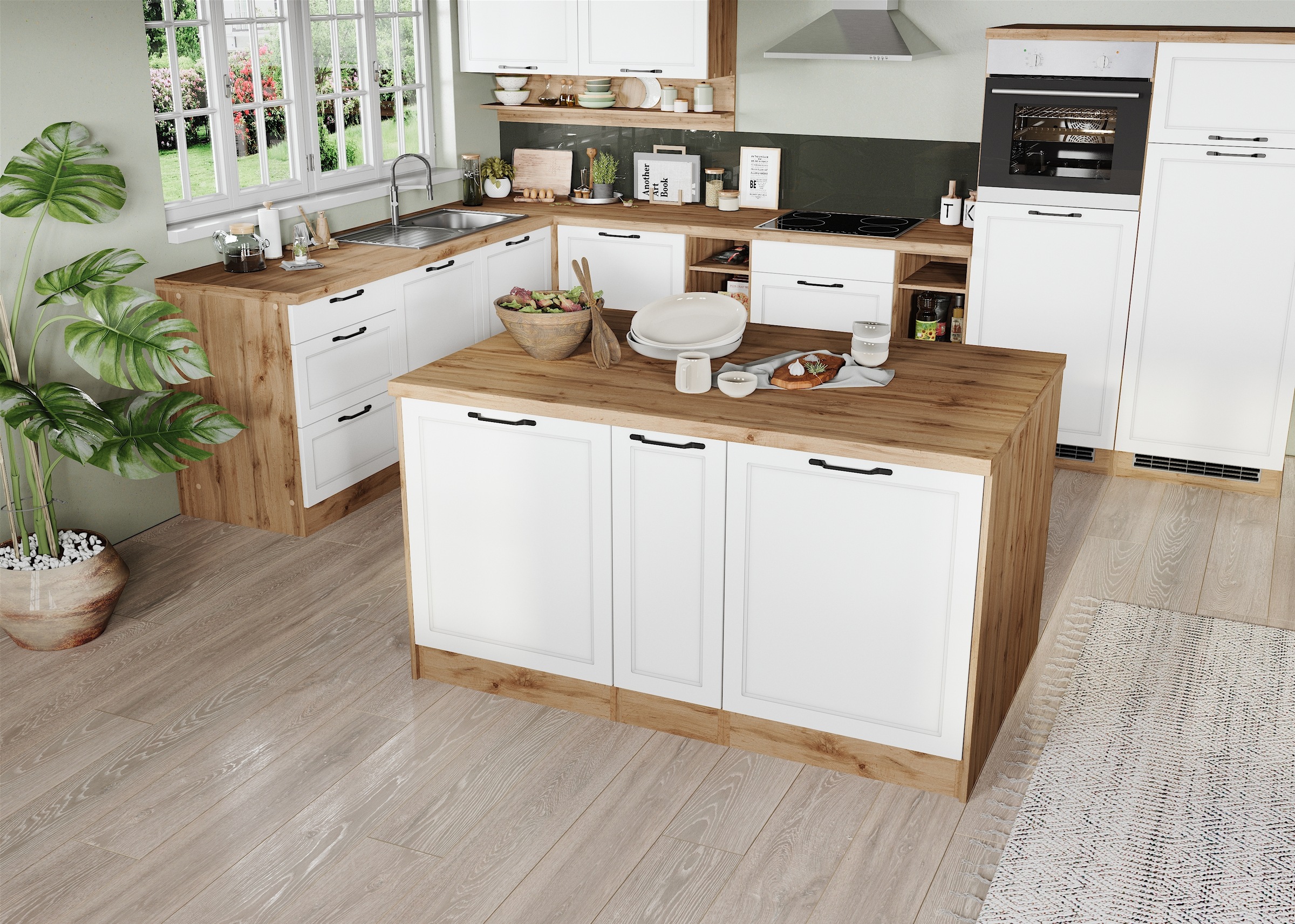 KOCHSTATION Kücheninsel »KS-Lana, Breite 153 cm«, MDF-Fronten, Arbeitsplatte 38mm stark