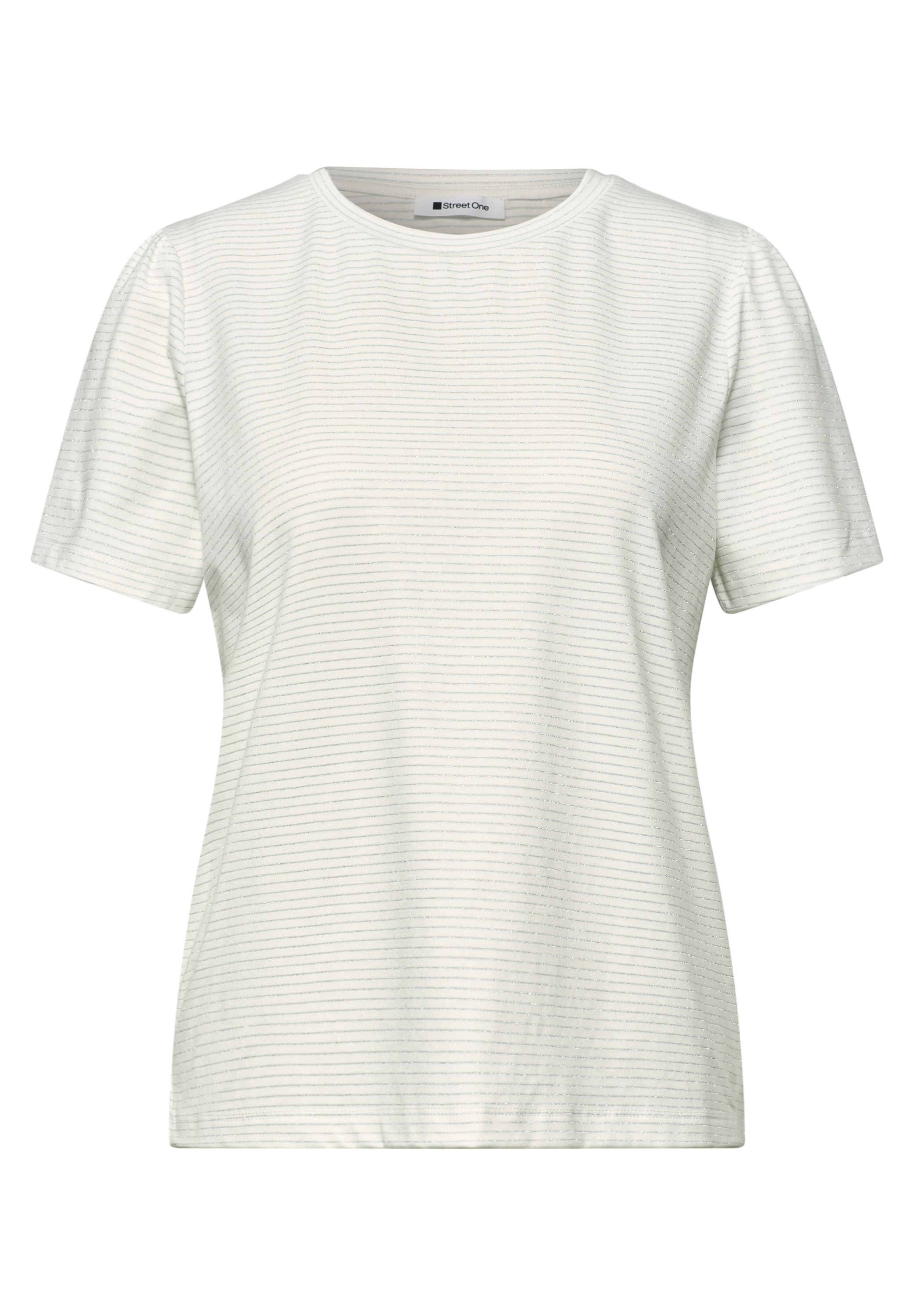 STREET ONE Kurzarmshirt Sommershirt mit Rundhals und Glitzerstreifen