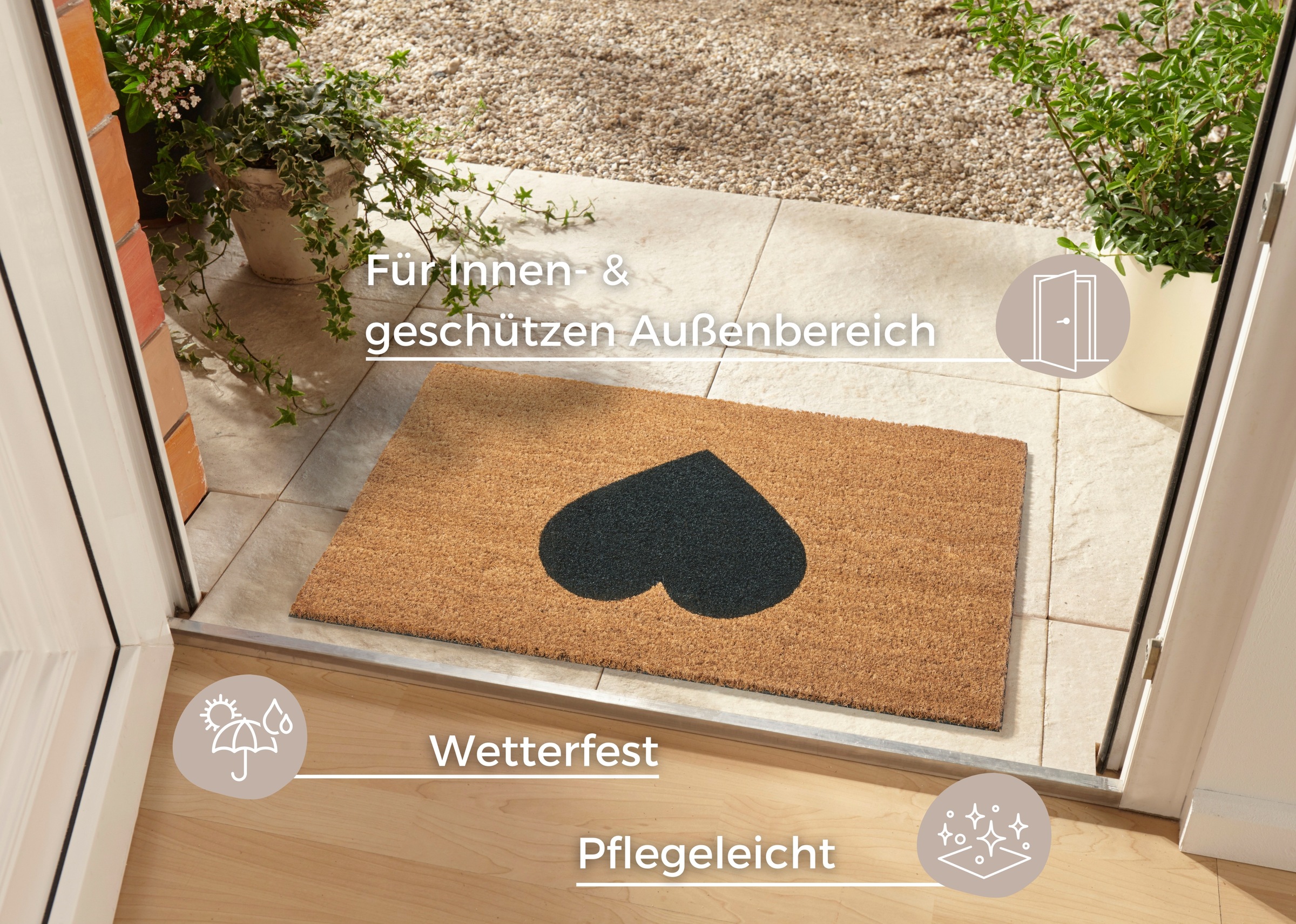 HANSE Home Fußmatte "Mix Mats Kokos Heart, Türmatte" rechteckig 15 mm Höhe günstig online kaufen
