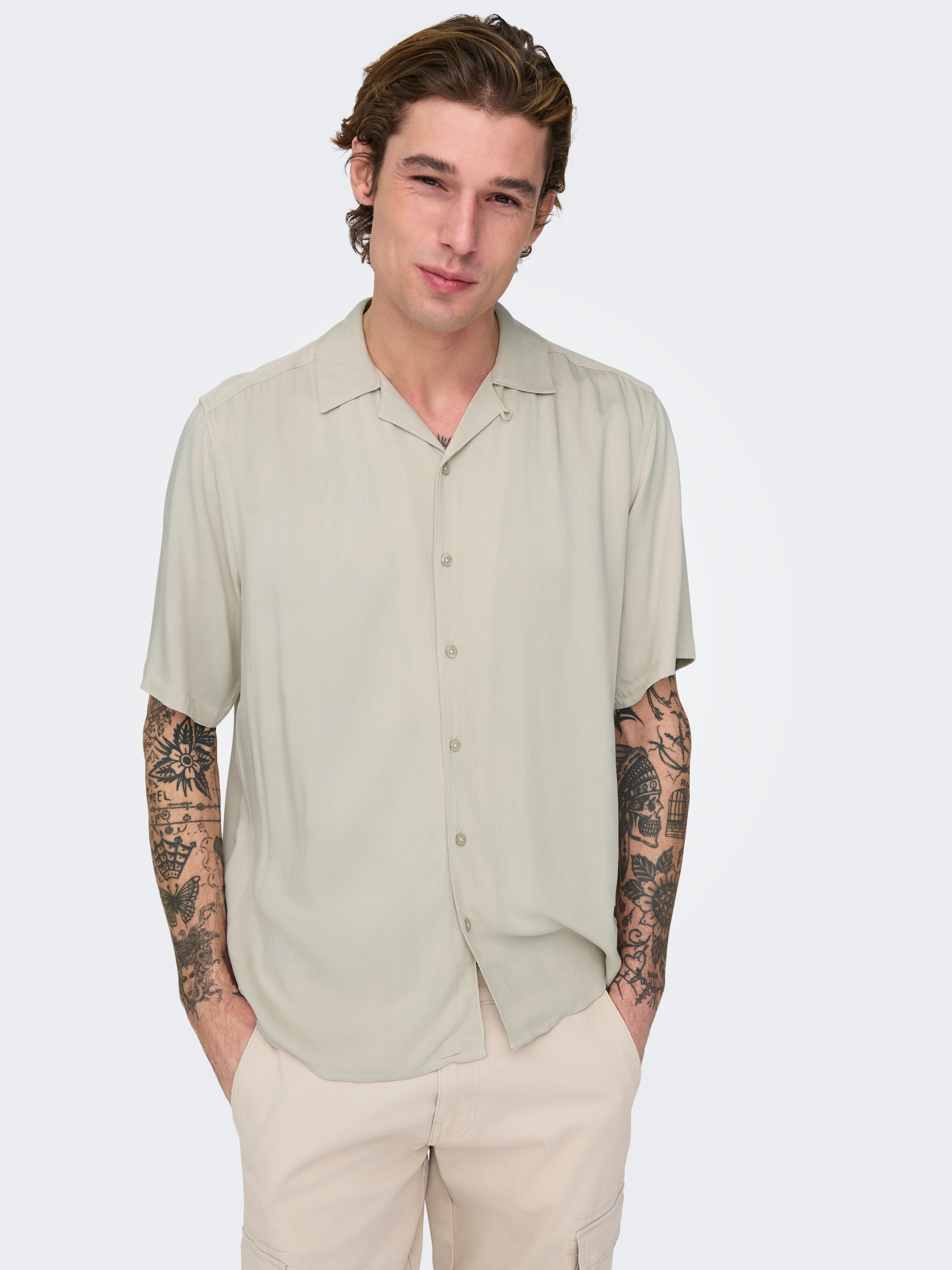 ONLY & SONS Kurzarmhemd »ONSDASH LIFE REG VISC RES SS SHIRT«