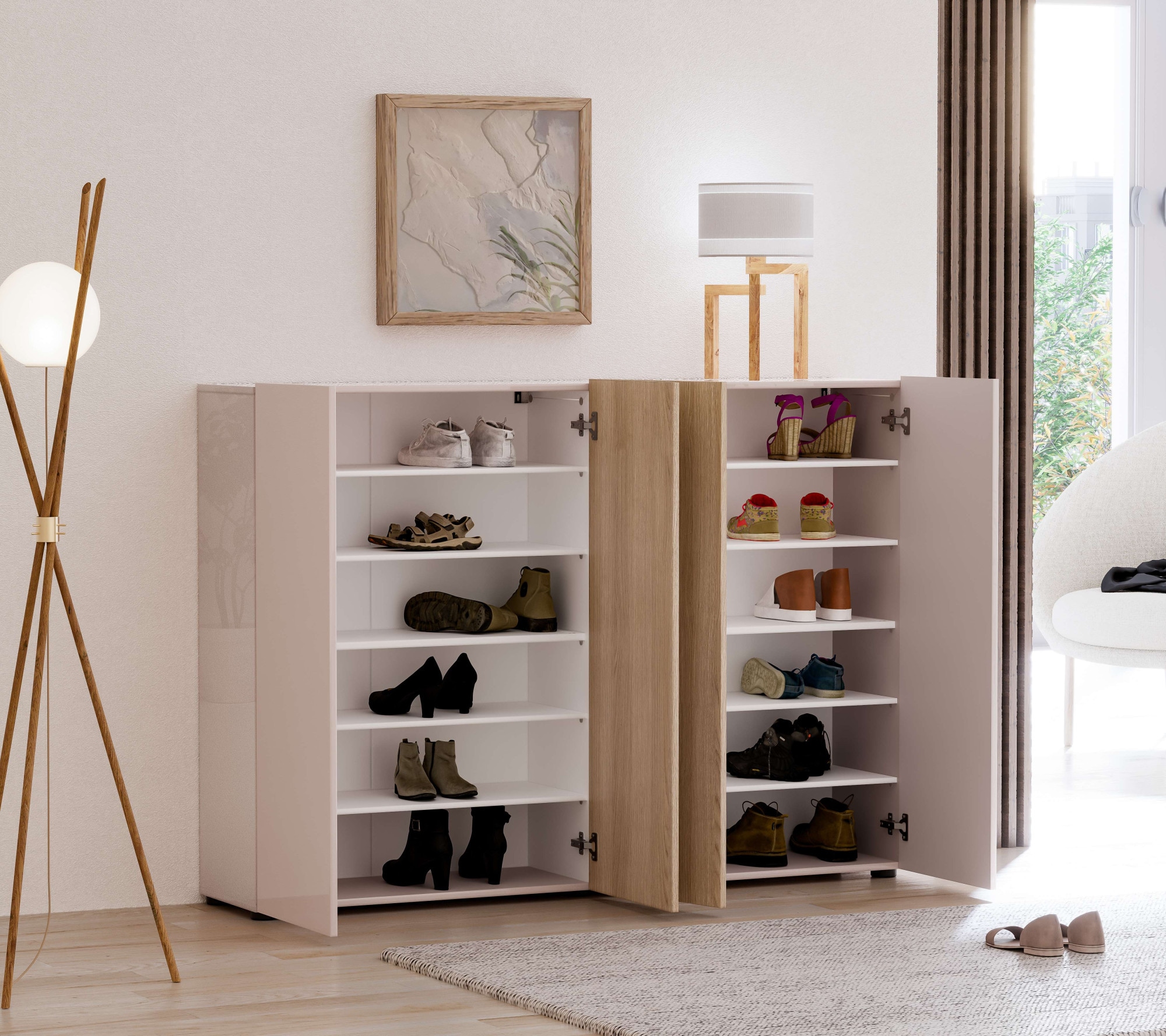 INOSIGN Schuhschrank »LADY, Schuhkommode,Schuhmöbel,Schuhablage,Schuhregal« 10 Einlegeböden,12 Fächer,ca. 36 Paar Schuhe-Maße: B/T/H:160x34x115 cm