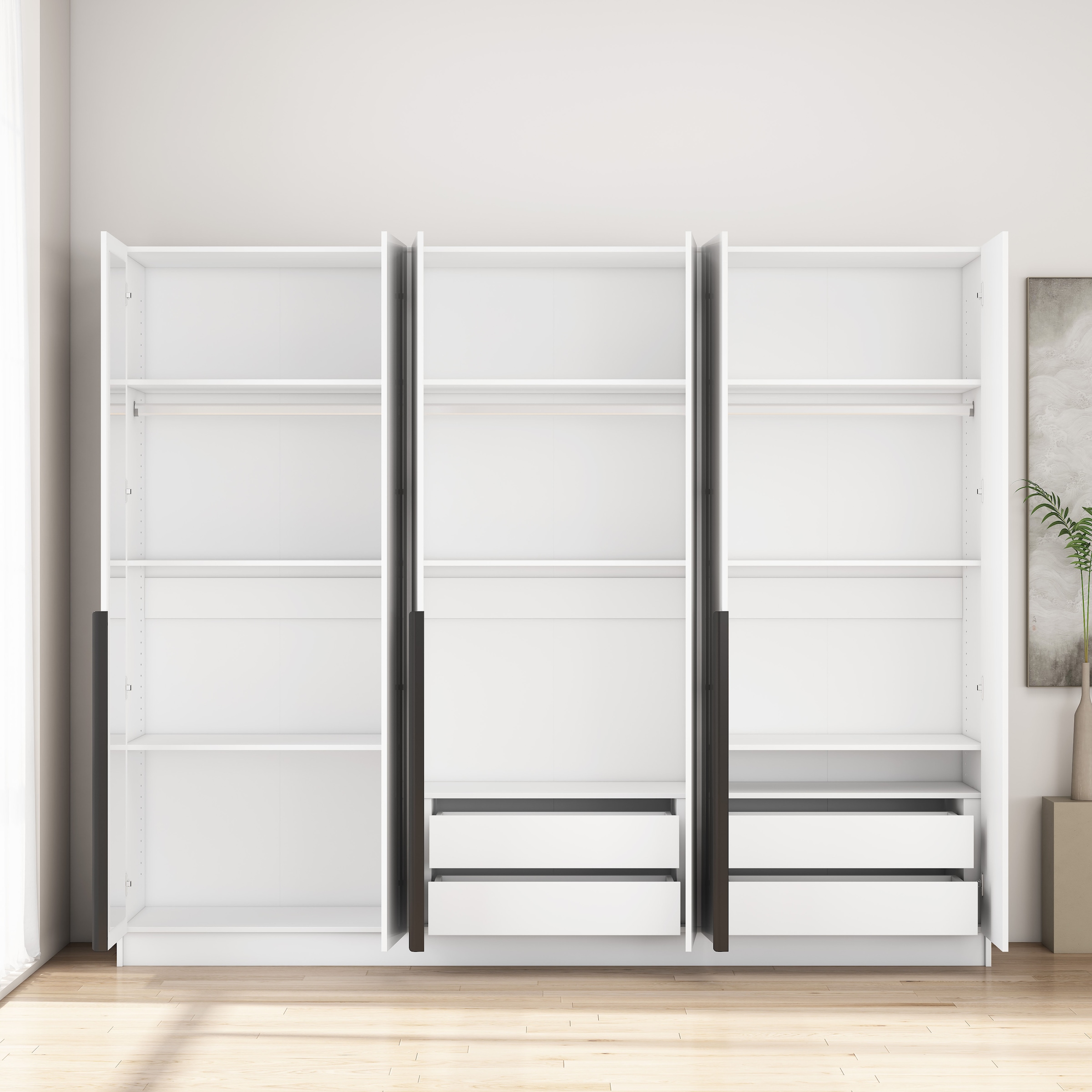 OTTO home Kleiderschrank »Annor Schlafzimmerschrank Breite 242cm hochglanz Schrank Garderobe« Drehtürenschrank mit perfekter Innenausstattung - elegante Türgriffe