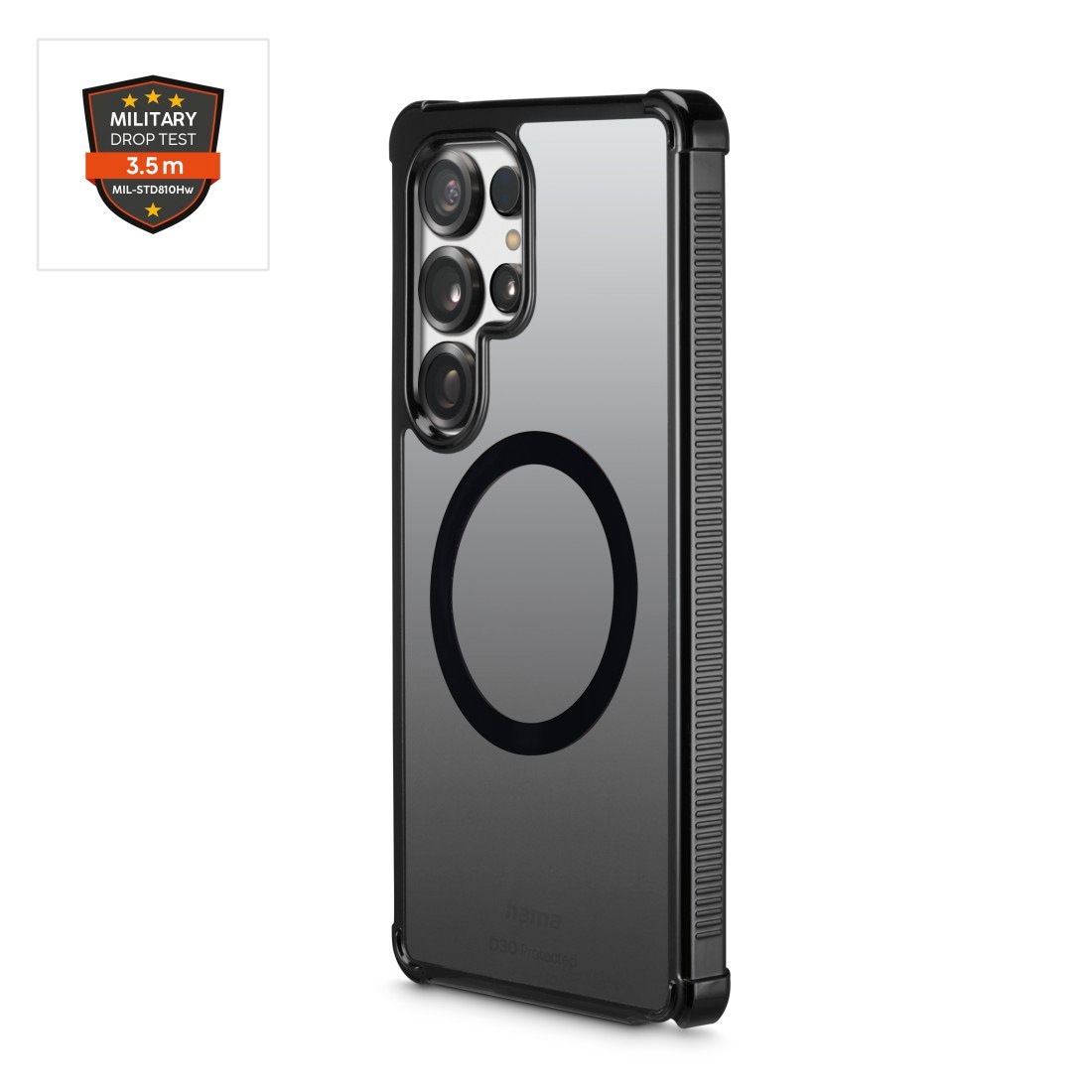 Hama Smartphone-Hülle »Handyhülle magnetisch f. Galaxy S25 Ultra (für Qi2, D3O, schwarz)«, Samsung Galaxy S25 Ultra, Wireless-Charging