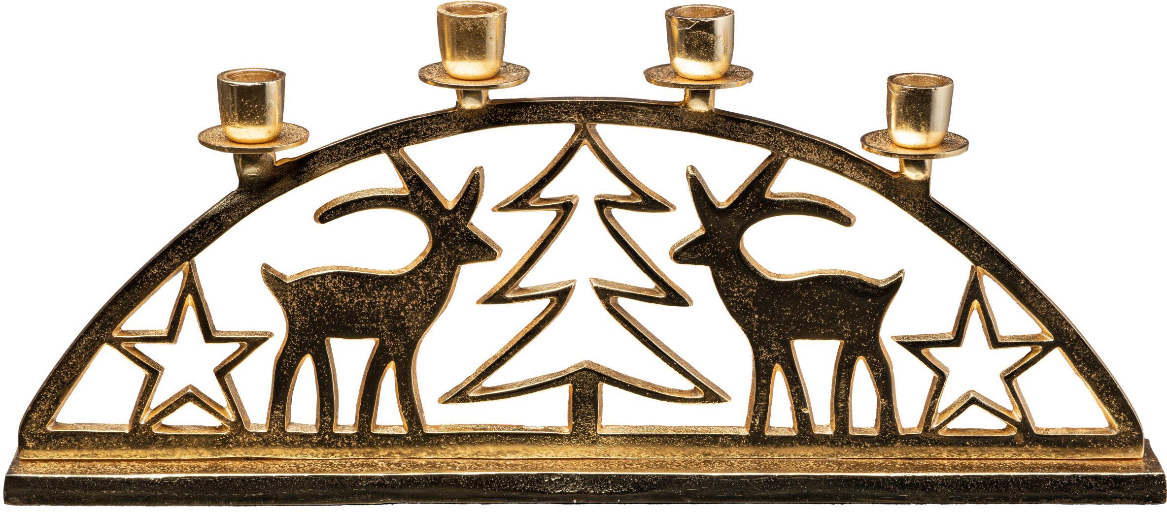 Creativ deco Kerzenhalter "Adventsleuchter Weihnachtslandschaft" Stabkerzenhalter, Weihnachtsdeko, Breite ca. 50 cm, 4-flammig