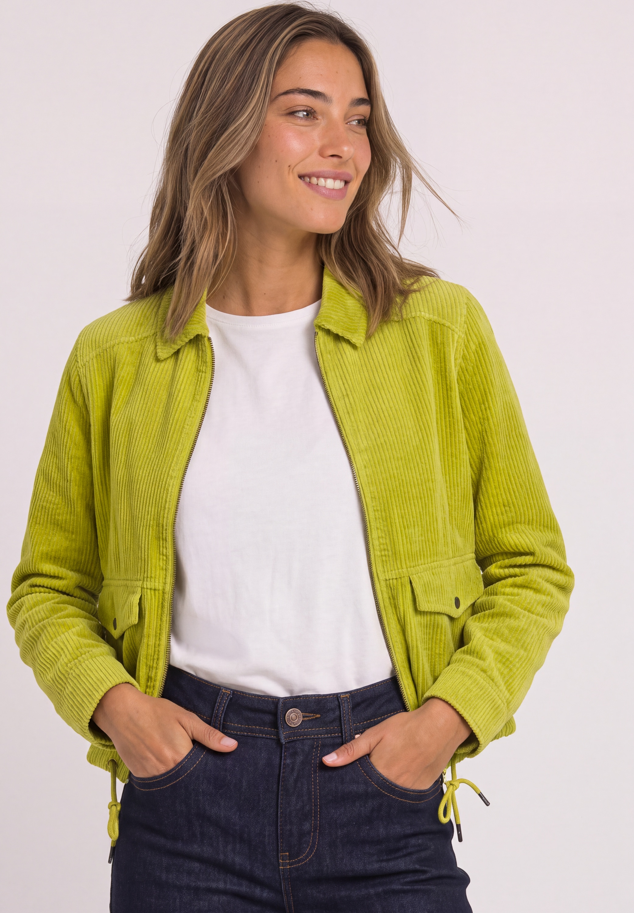 STREET ONE Cordjacke ohne Kapuze mit Tunnelzugsaum