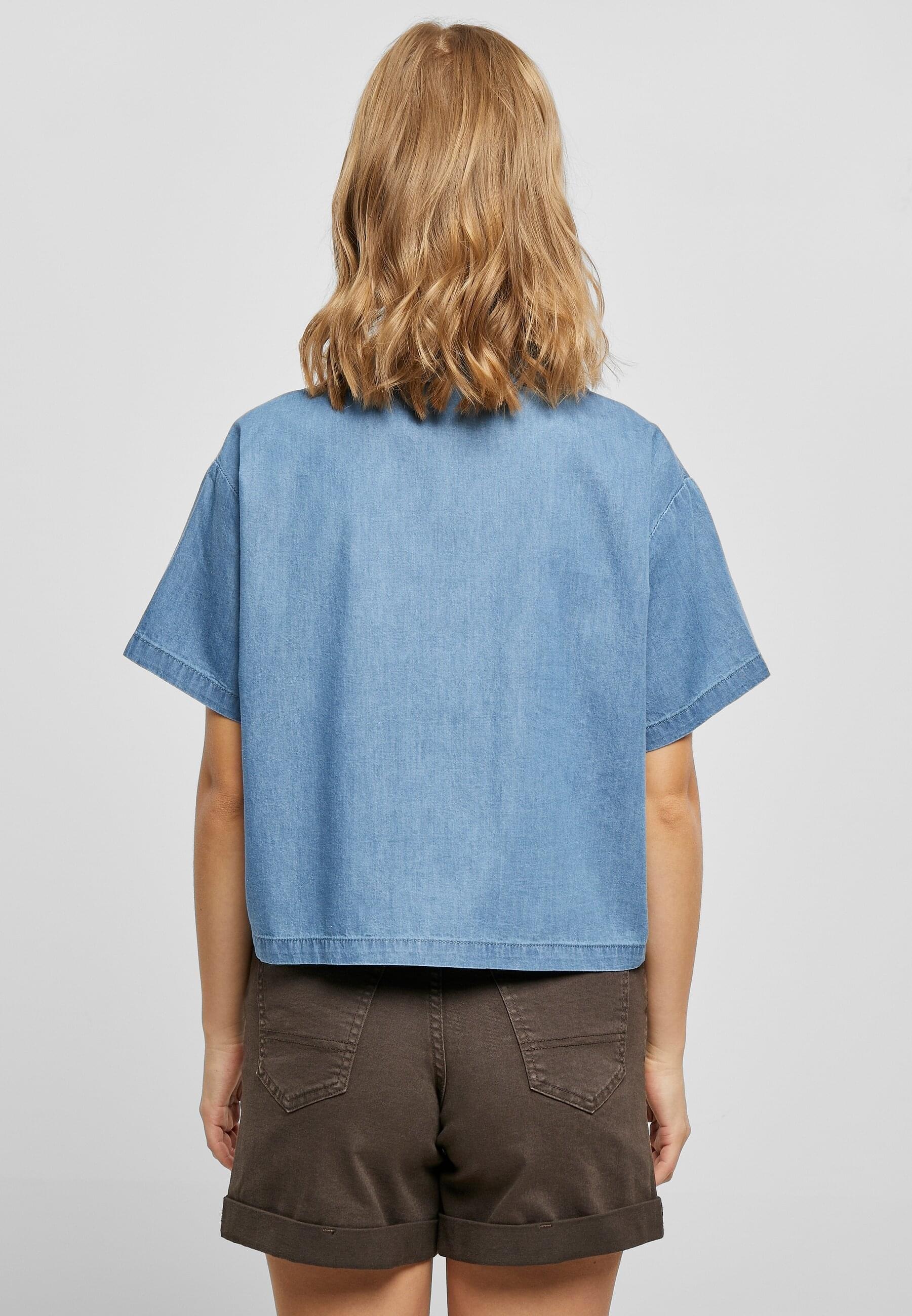 URBAN CLASSICS Klassische Bluse »Urban Classics Damen Ladies Light Denim Resort Shirt«
