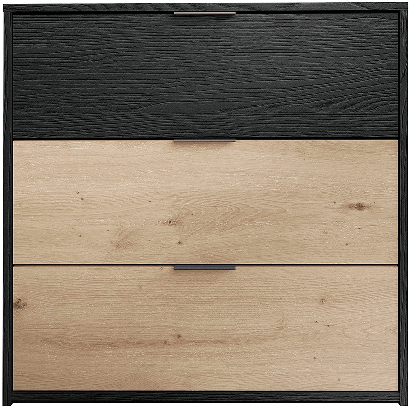 byLIVING Schubkastenkommode »Rimini«, Melamin Eiche schwarz und Artisan Eiche, 3 Schubkästen, Breite 80 cm