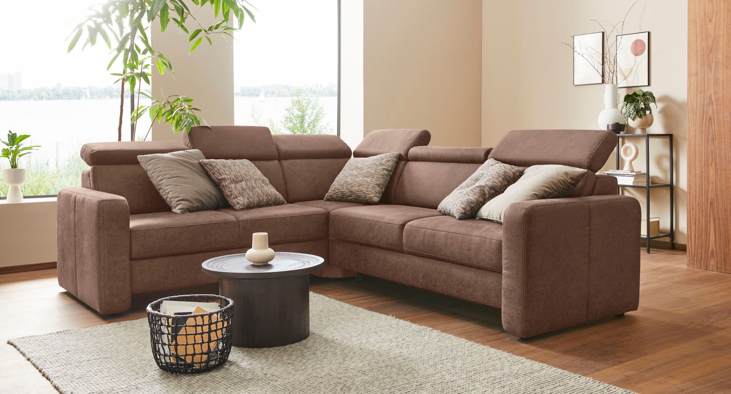 sit&more Ecksofa "Bologna L-Form" Kopfteilverstellung, wahlweise mit Schlaffunktion und Schubkasten