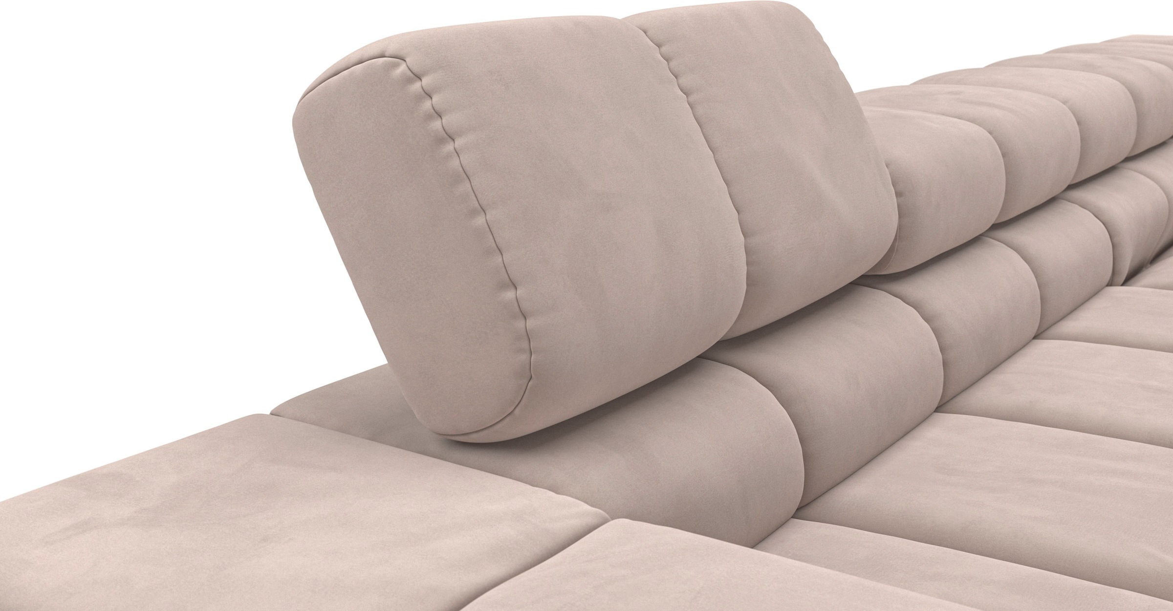 INOSIGN Ecksofa »Ancona New, wahlweise motorische Sitztiefenverstellung, auch in Cord«, feine Steppung, mit Kopfteilverstellung, 3 Zierkissen, L-Form