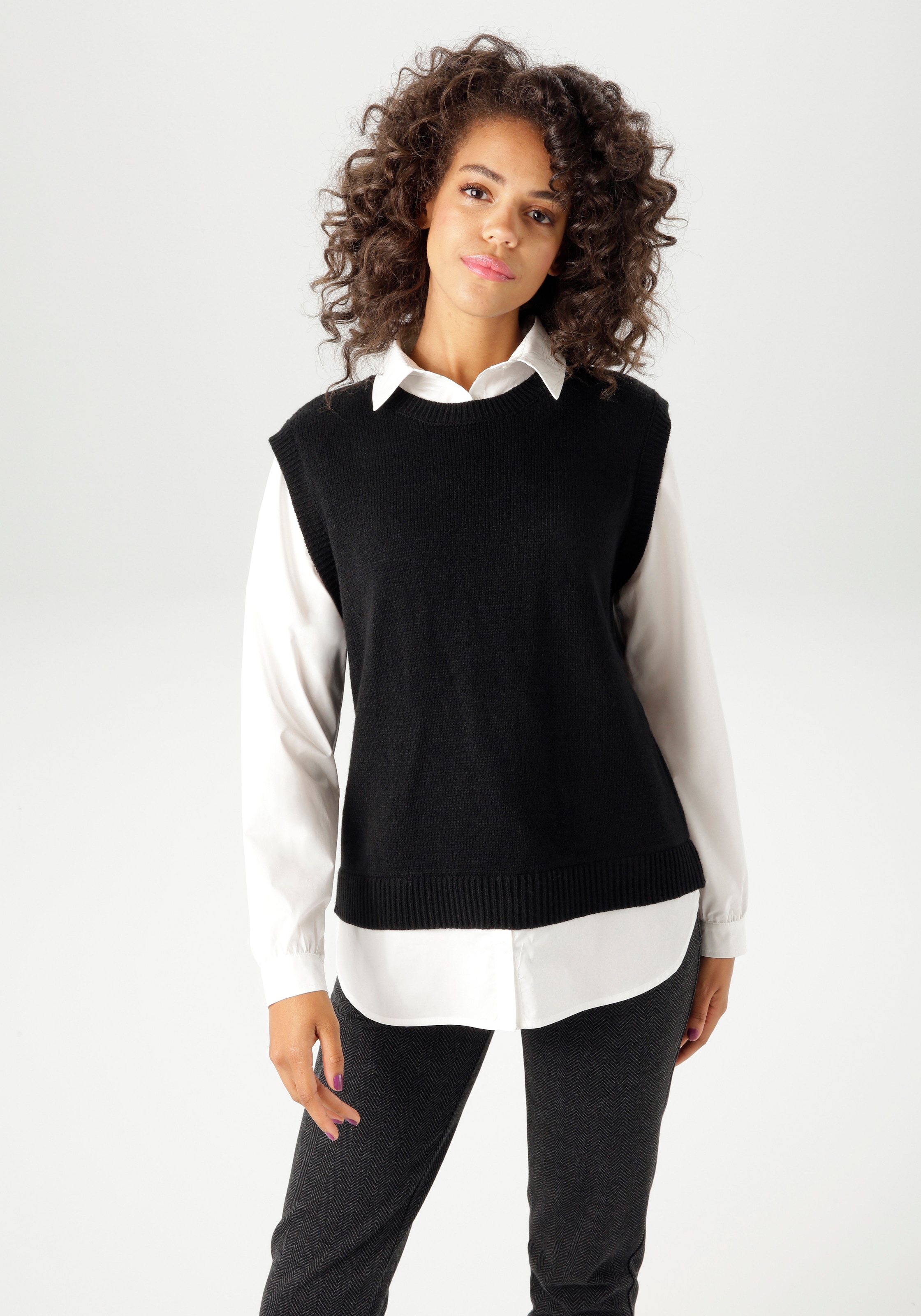 Aniston CASUAL Strickpullover, mit Bluseneinsatz - NEUE KOLLEKTION günstig online kaufen