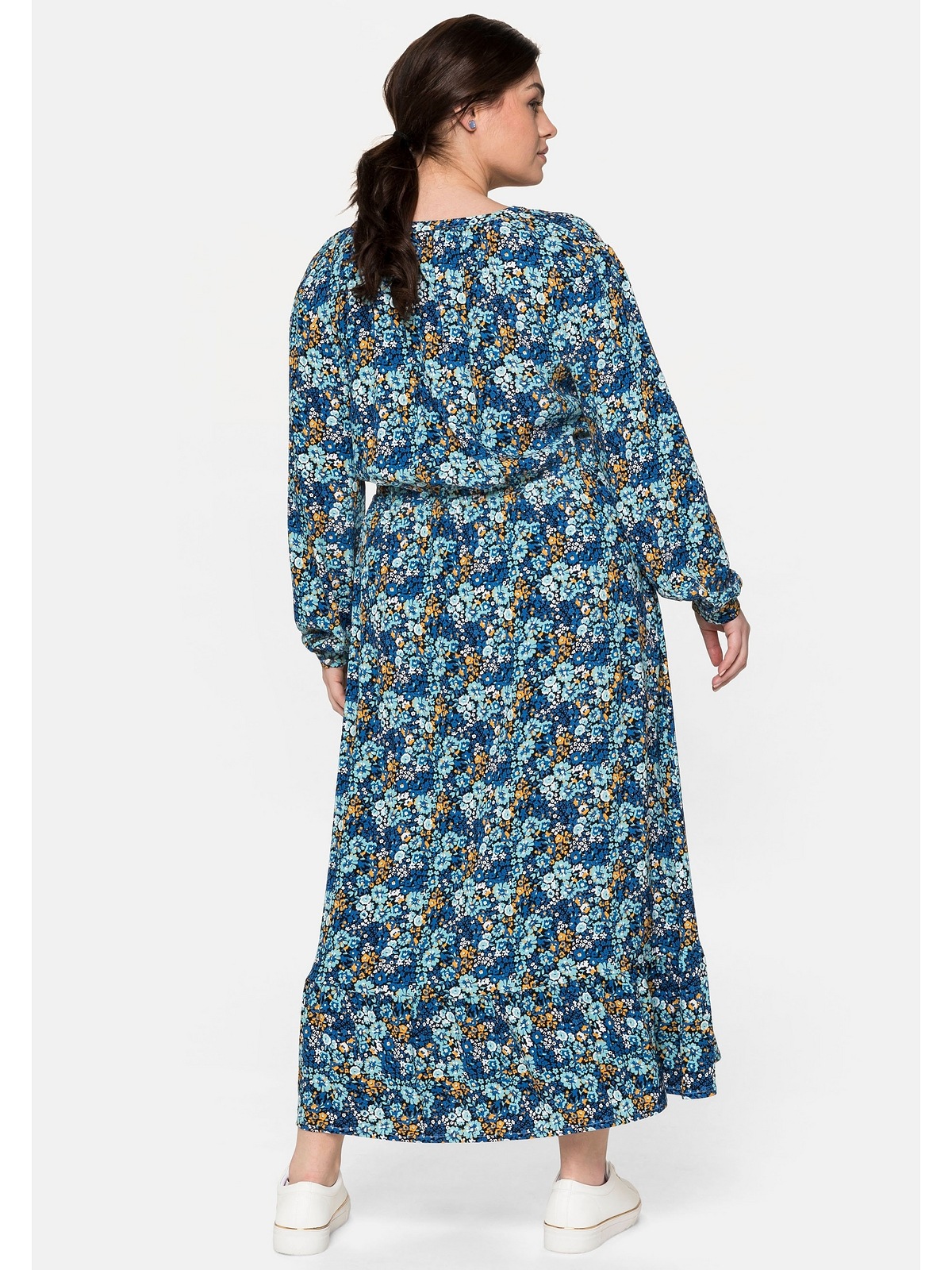 Sheego Maxikleid »Große Größen«, mit floralem Print und V-Ausschnitt