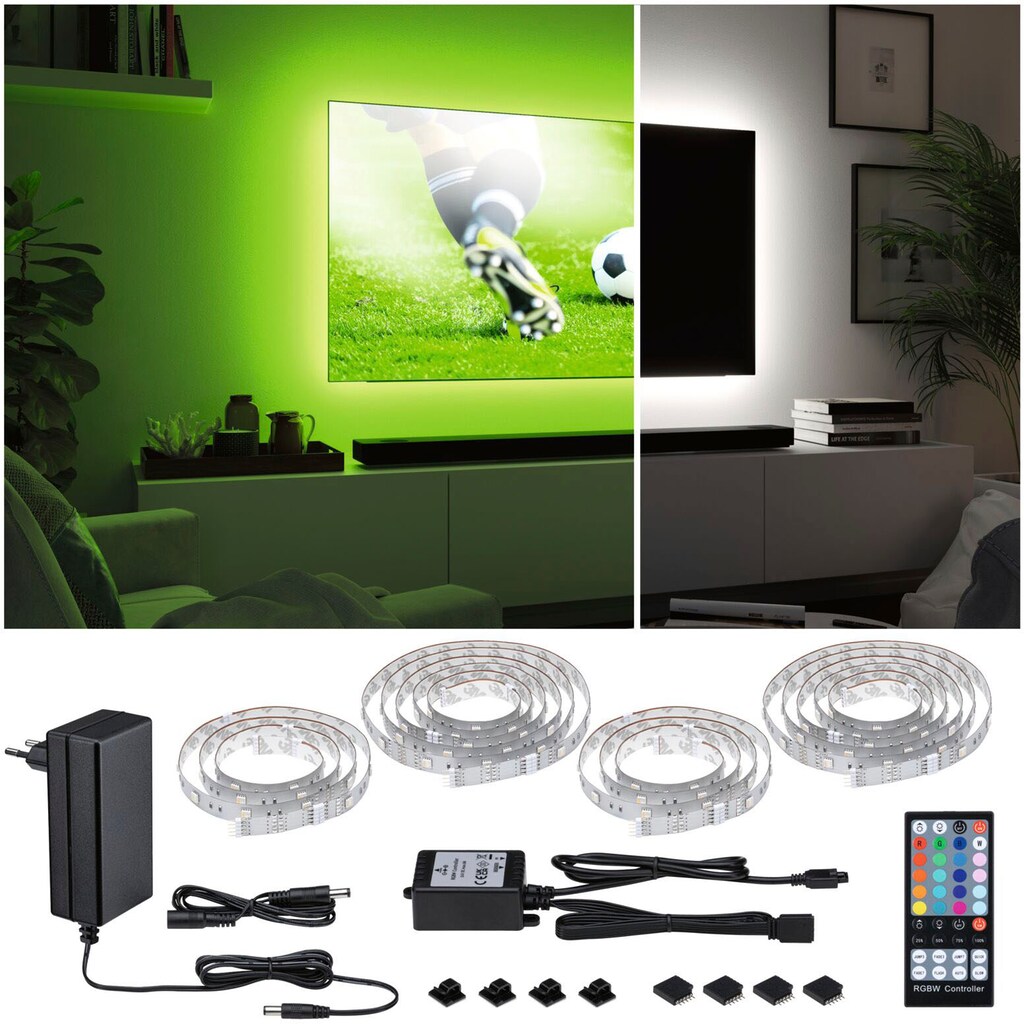 Paulmann LED-Streifen »MaxLED 250 TV Comfort Basisset 75 Zoll 5,1m Dynamic RGB 25,5W 230lm/m«, 1 St.-flammig, Basisset, 25,5W 230lm/m