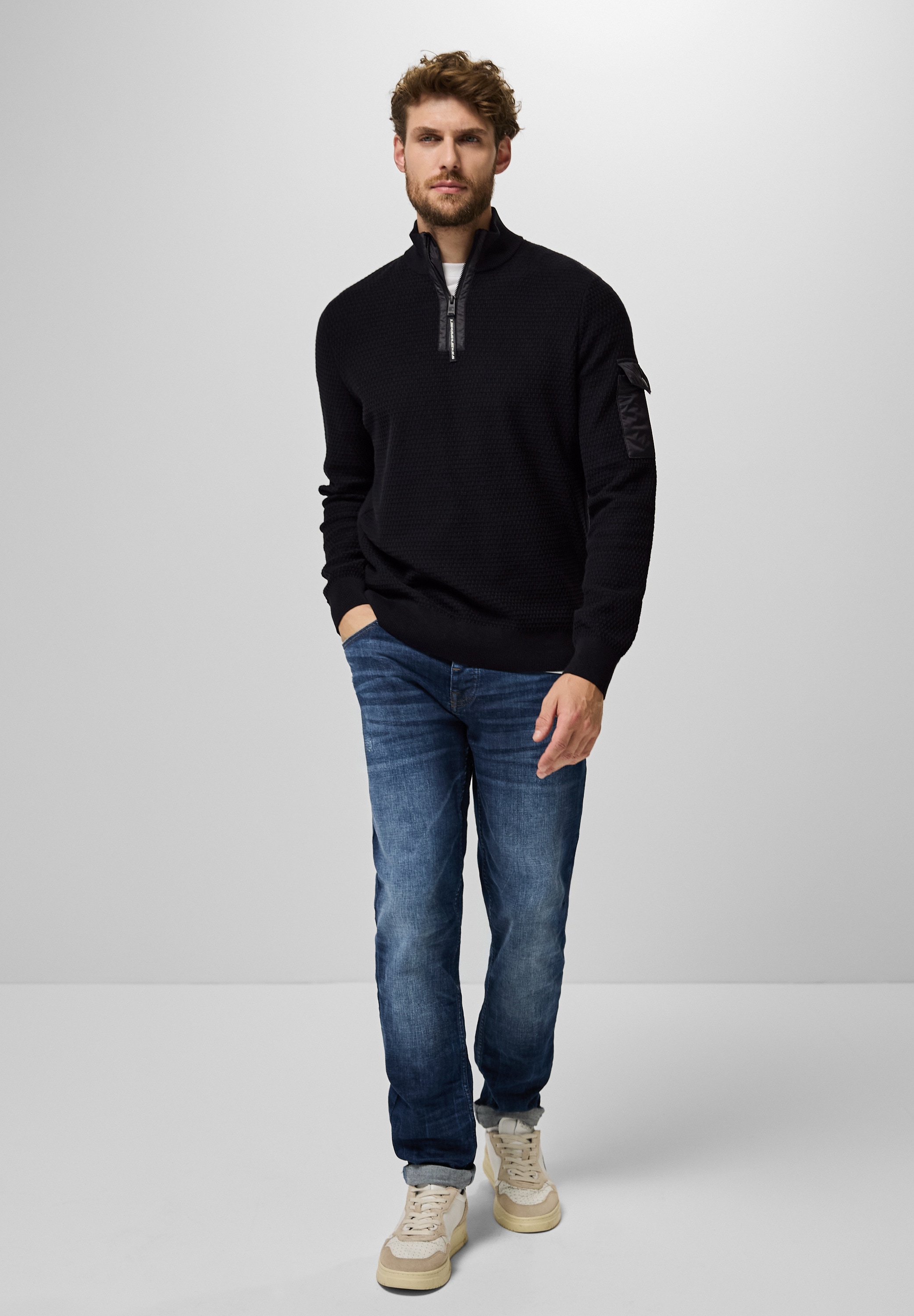 STREET ONE MEN Rollkragenpullover, mit Taschen-Detail