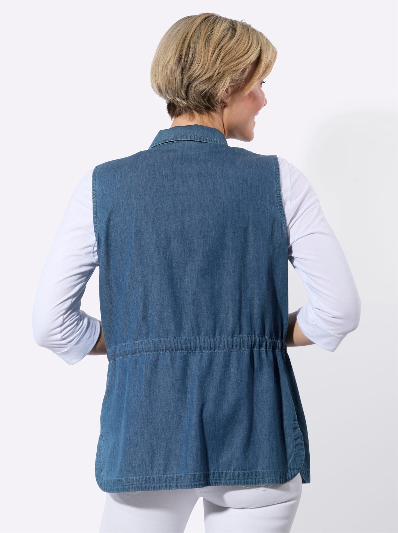 Classic Basics Women Denim Vest Blue Size 48 2
