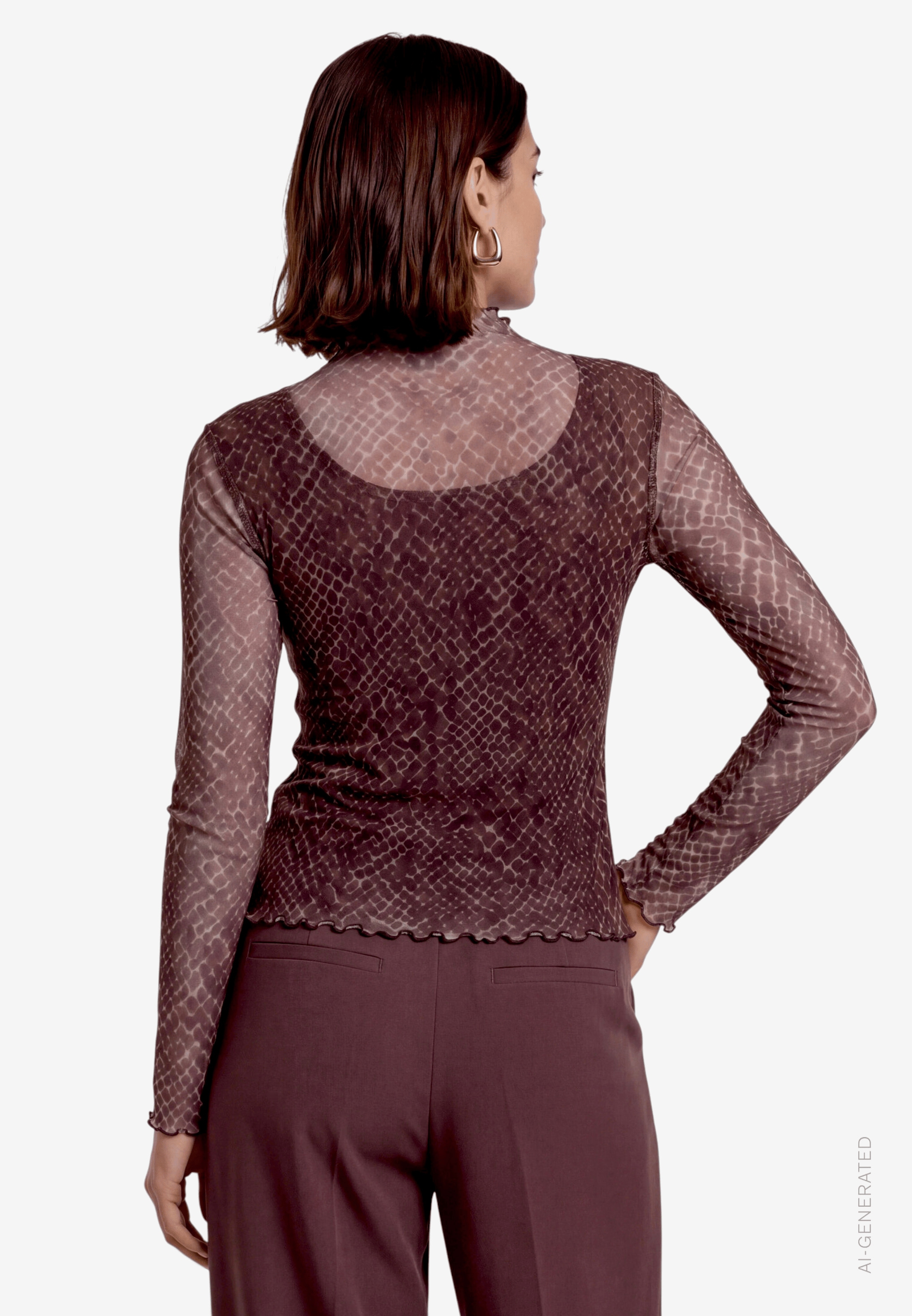 Zero Langarmshirt im Doppellayer-Look / Meshshirt / Gemustert