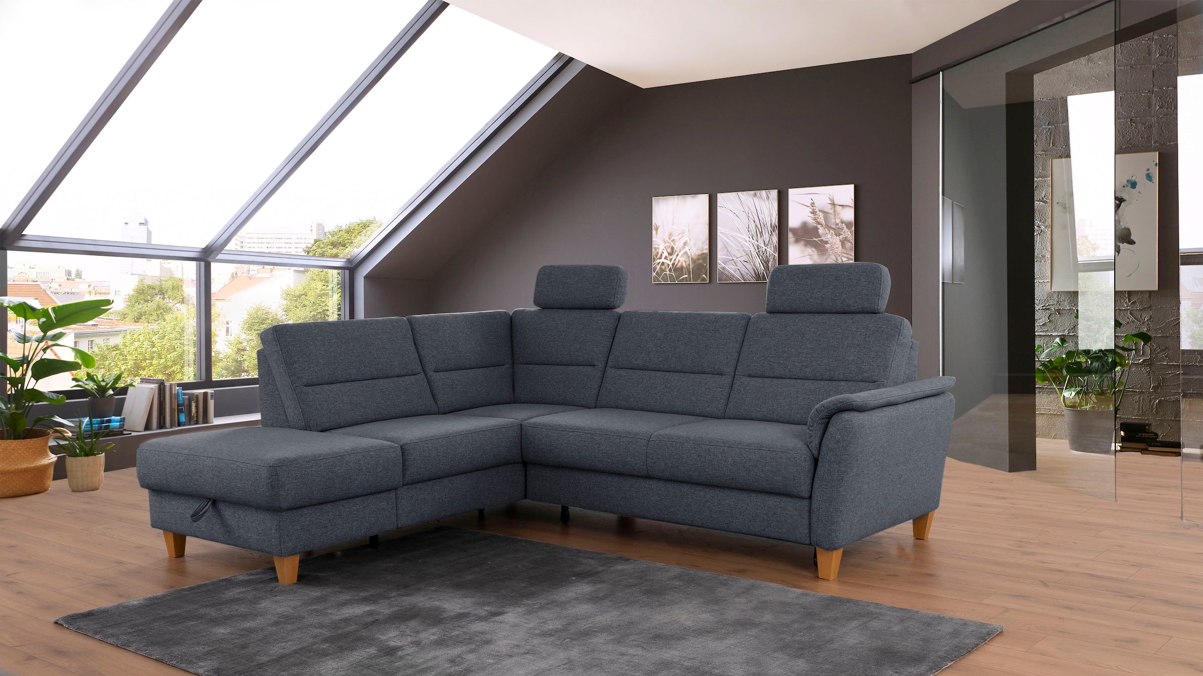 Home affaire Ecksofa "Palmera L-Form, B: 236 cm" optional Bettfunktion & Be günstig online kaufen