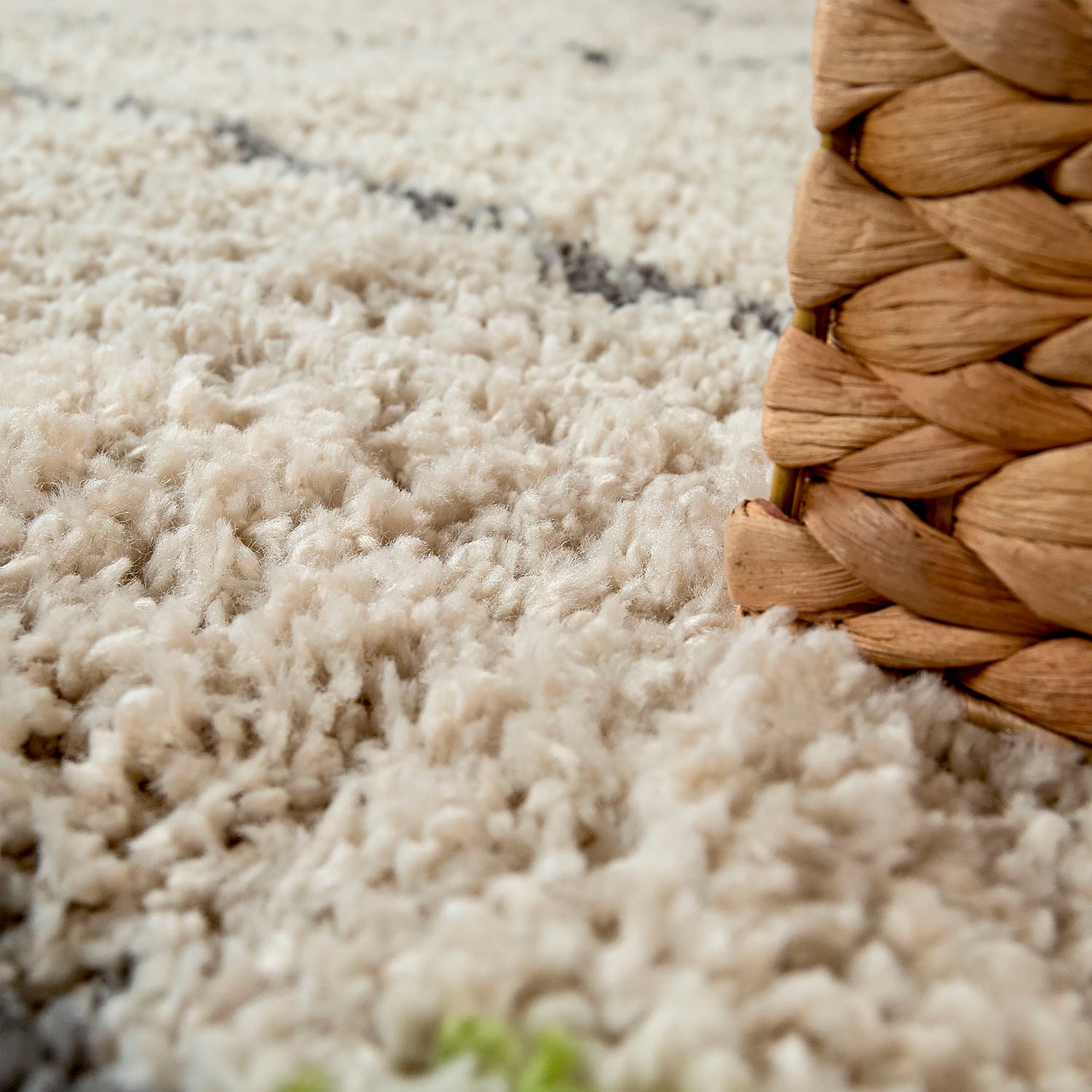Paco Home Teppich »Wooly 282«, rechteckig, 39 mm Höhe, Hochflor-Shaggy, Scandi-Muster, mit Fransen, Wohnzimmer