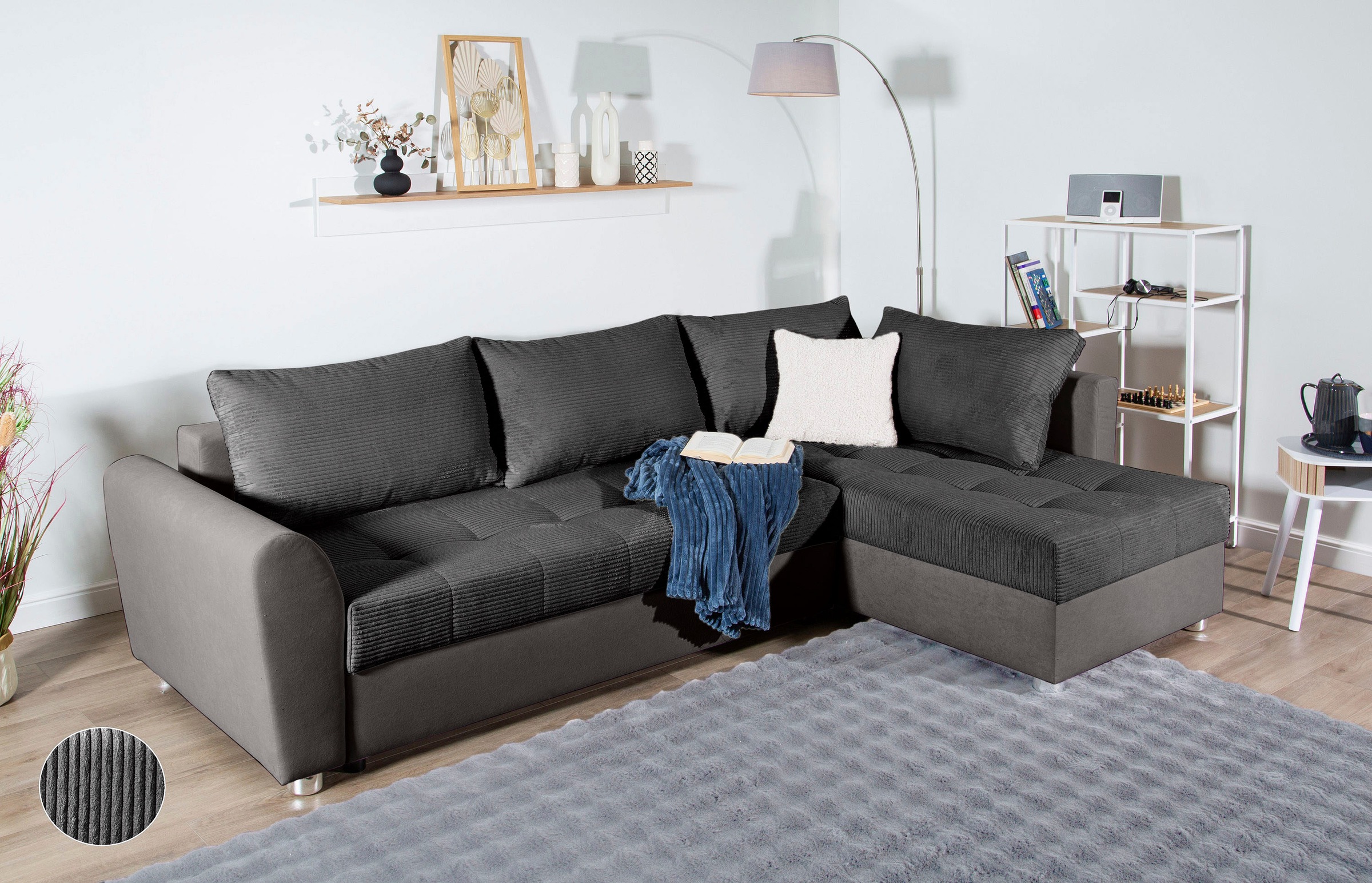 COLLECTION AB "Jana XL L-Form, B: 250 cm" Schlaffunktion, Bettkasten & 1 Zierkissen, Federkern