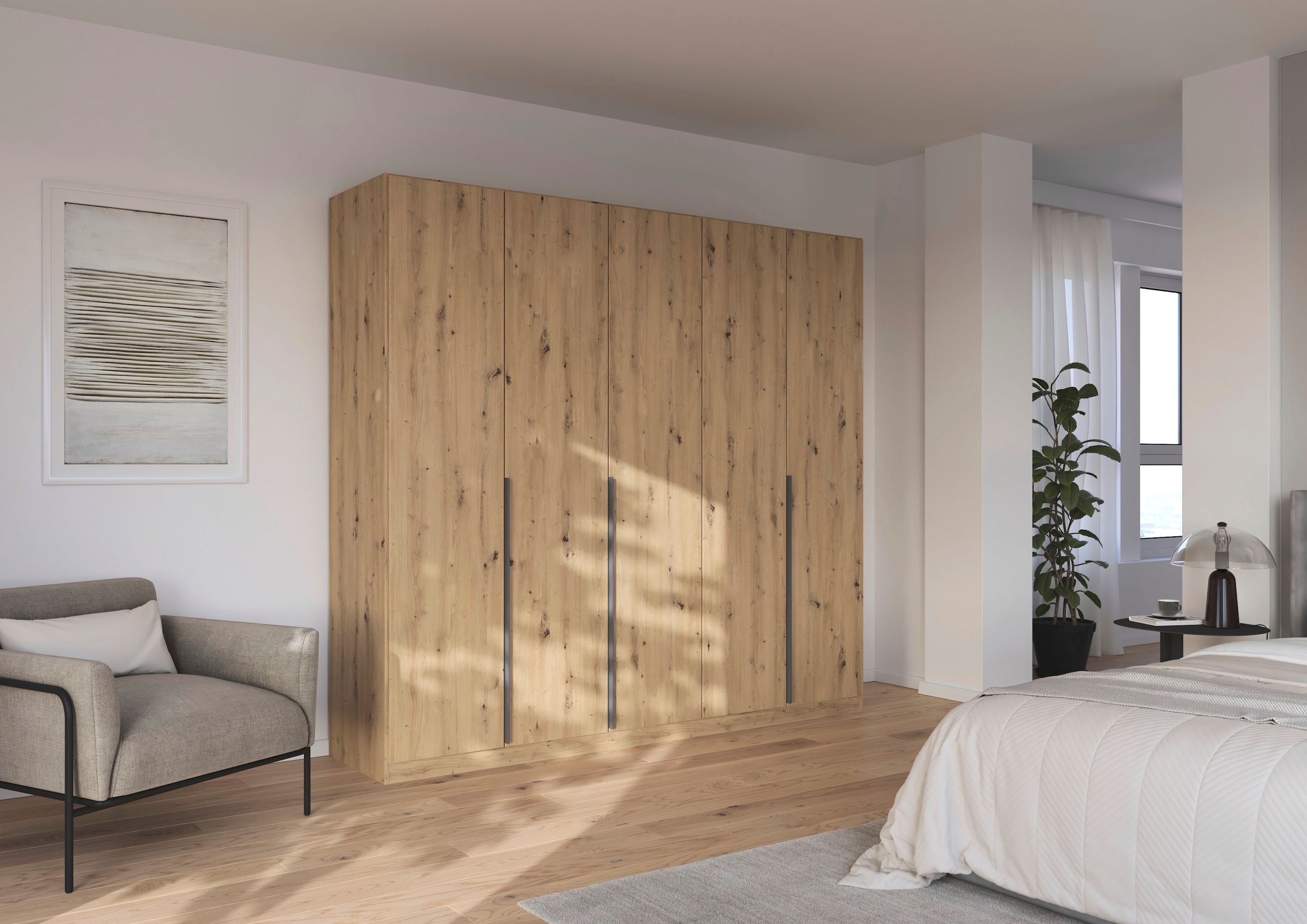 rauch Drehtürenschrank »Kleiderschrank Schrank Garderobe AGORDO mit Dekor- oder Hochglanzfront«, (in zwei Griff-Farben), durchdachte Innenausstattung, in 6 Breiten und 2 Höhen MADE IN GERMANY