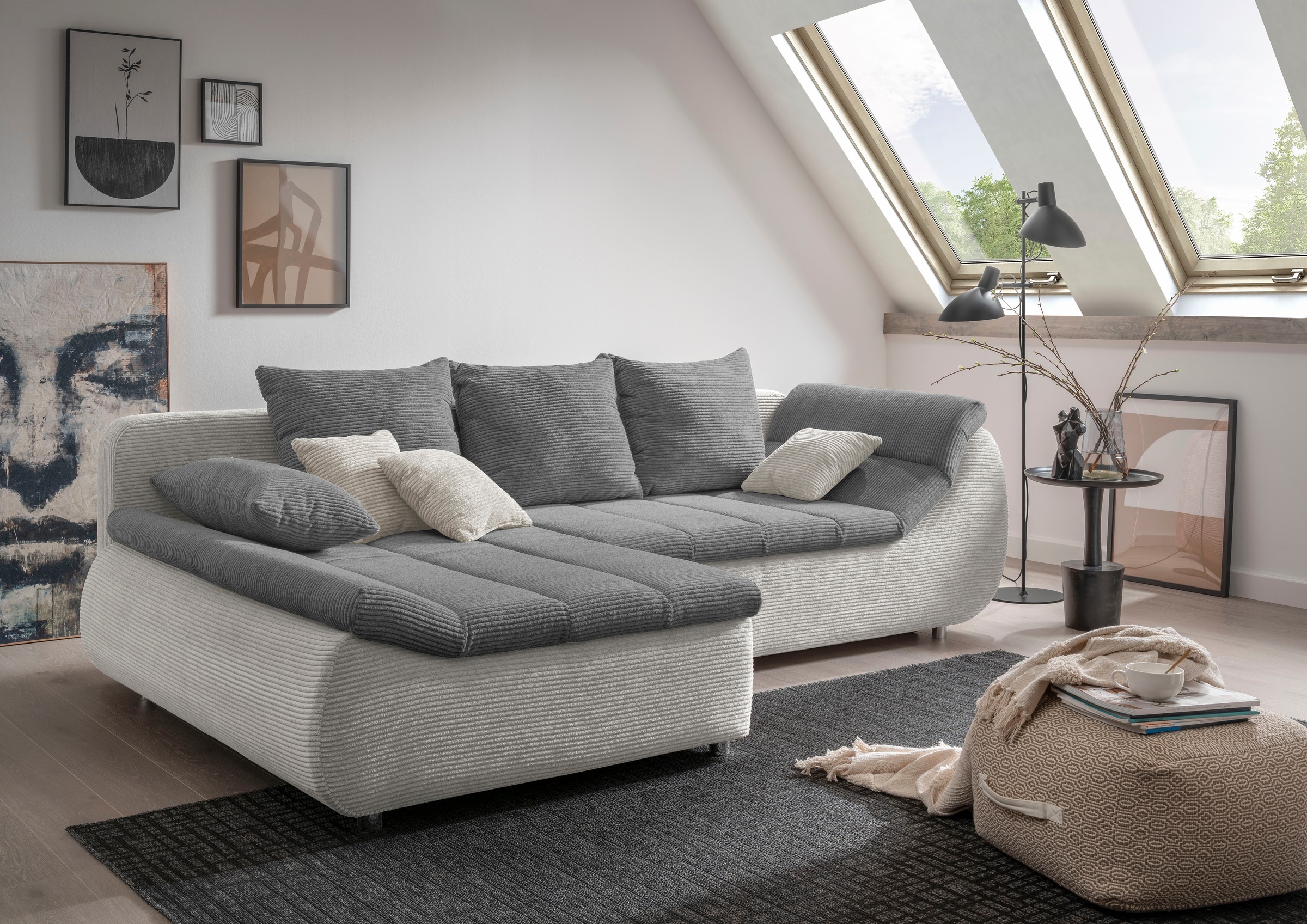 Home affaire Ecksofa "Imola, bequem, aktuelle Steppung im Sitz, L-Form, Breite 270cm" wahlweise mit Bettfunktion