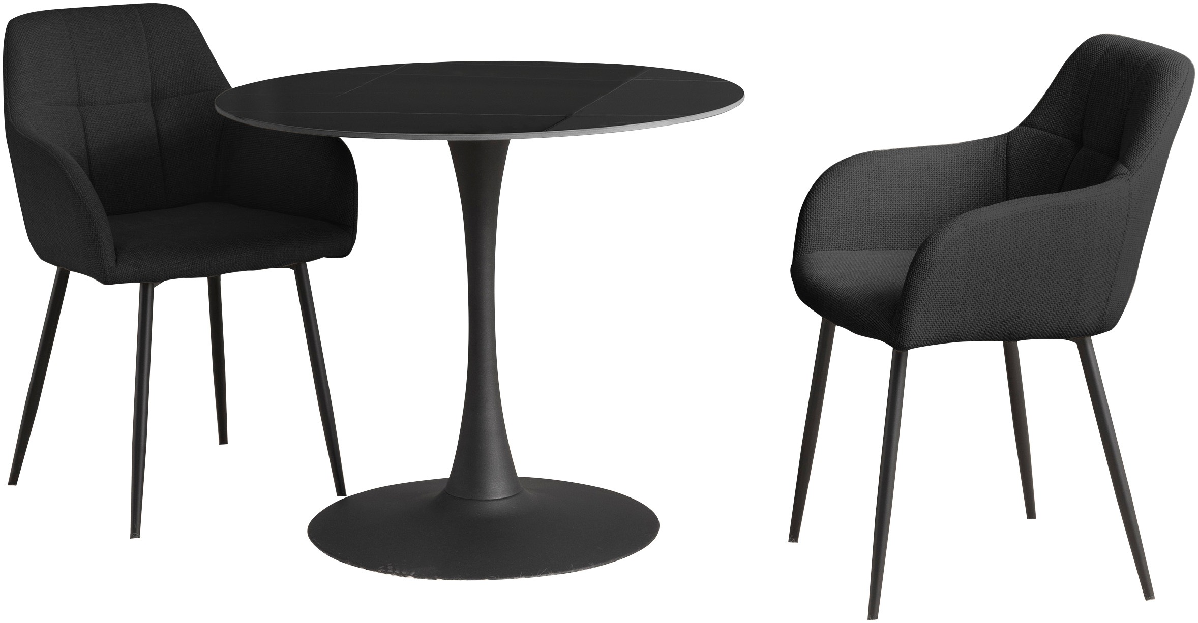 HELA "MOSEL" 3 Stk. tlg. Tisch 90x75 cm, Platte rund, gesinterter Stein, Ar günstig online kaufen