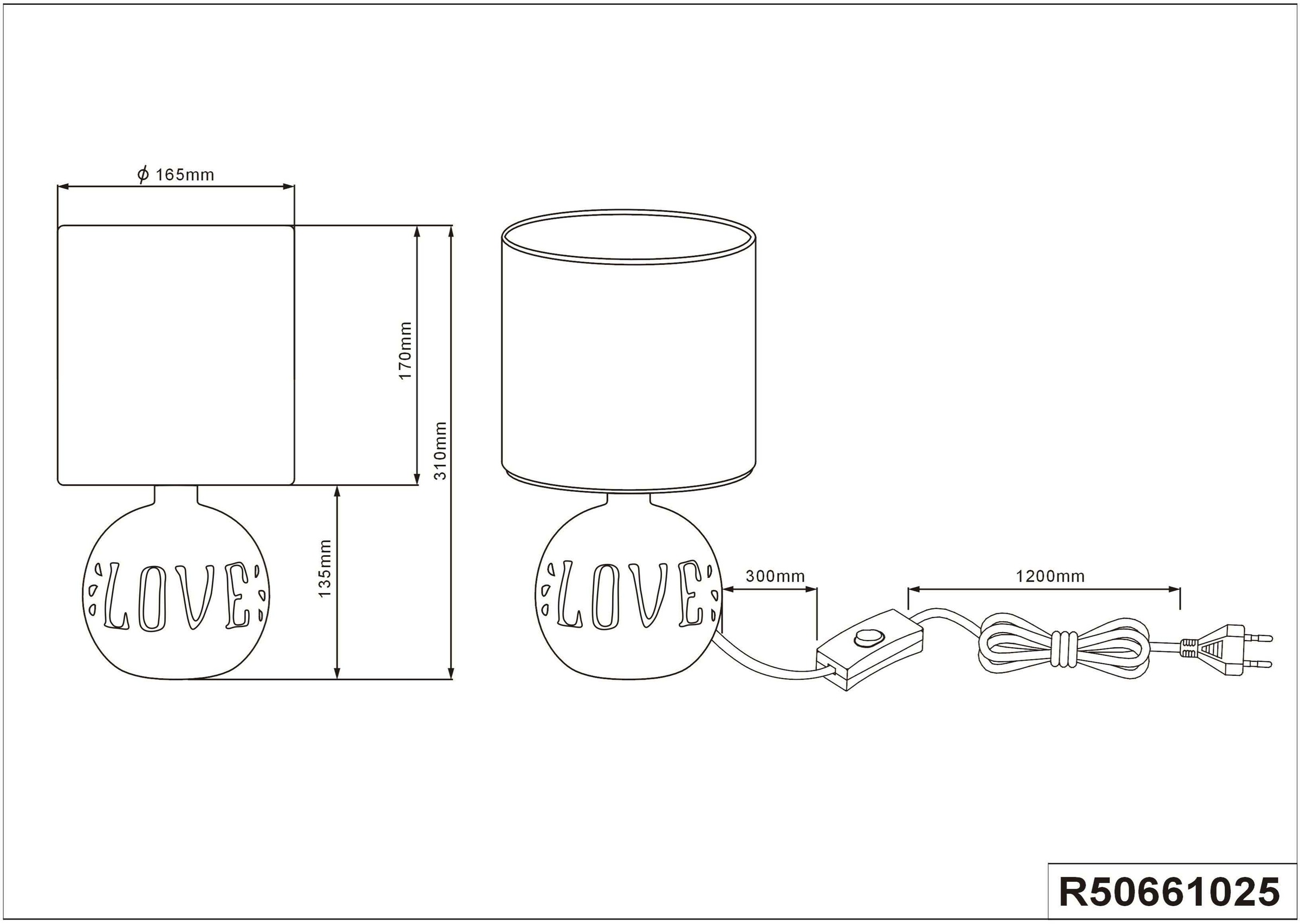 Tischleuchte TRIO Keramikfuß E14 Stoffschirm mit BAUR LOVE-Schriftzug, bestellen »Esna«, Leuchten und 1 Schreibtischlampe | flammig-flammig,