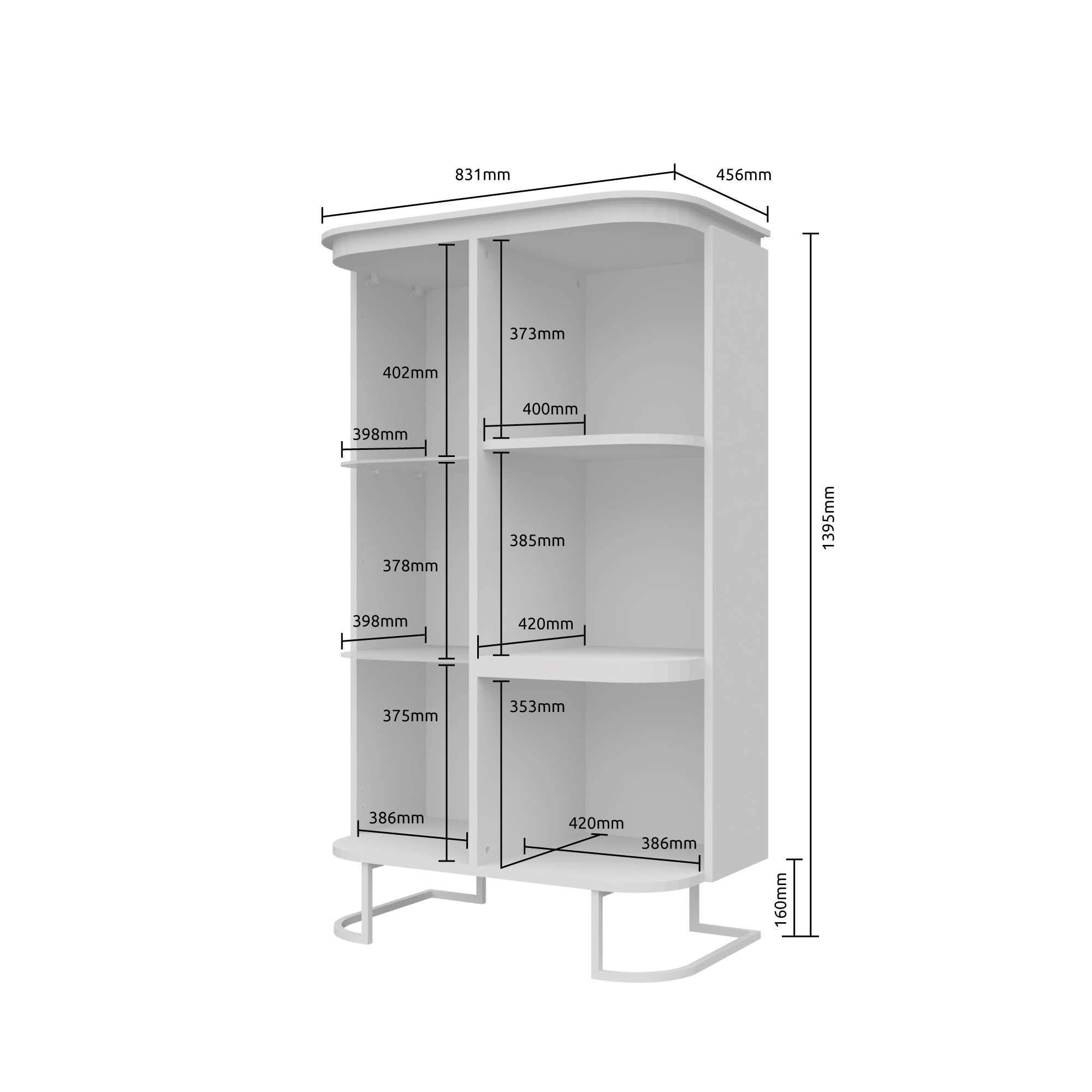 OTTO home Hochkommode »AURA Sideboard, Kommode, Vitrine, Schrank, mit LED-Beleuchtung« UV lackiert, Soft Close Funktion, Metallrahmen als Basis des Elements