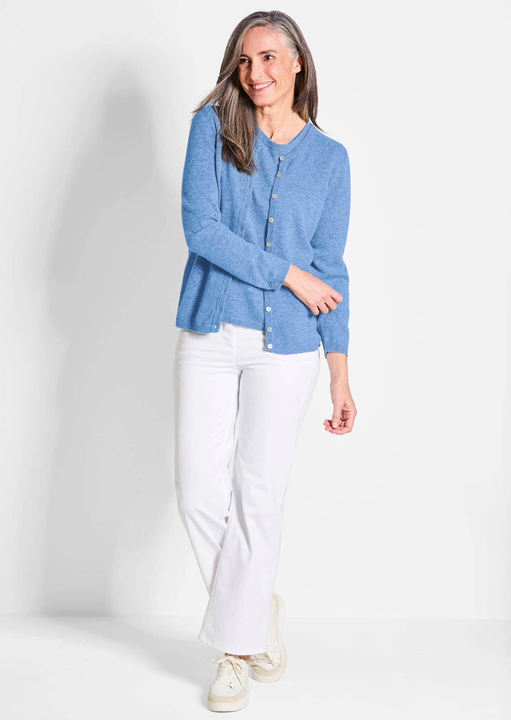 Goldner Short Length Cashmere Cardigan Sky Blue Size 22 3