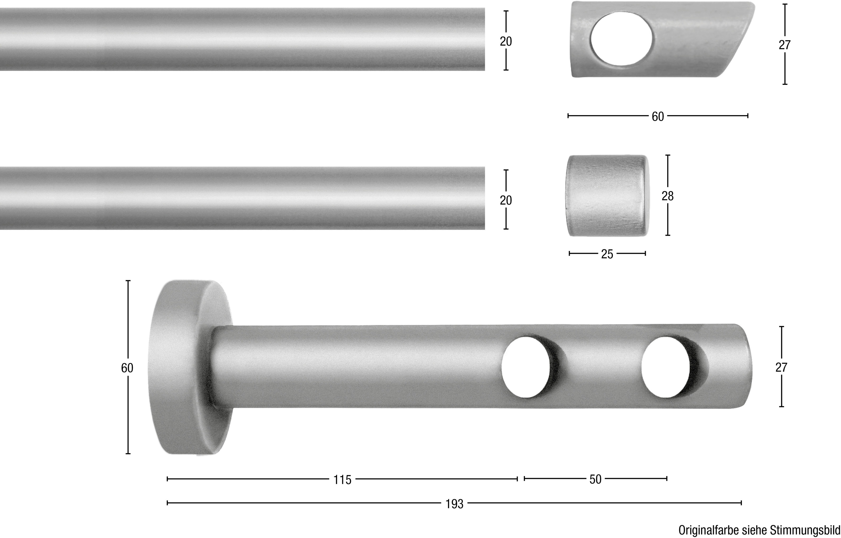Thumbnail - GARESA Gardinenstange "dunkelblau" Ø 20 mm 2 läufig-läufig Wunschmaßlänge Vorhanggarnitur, verlängerbar, Knopf mit Aussc...