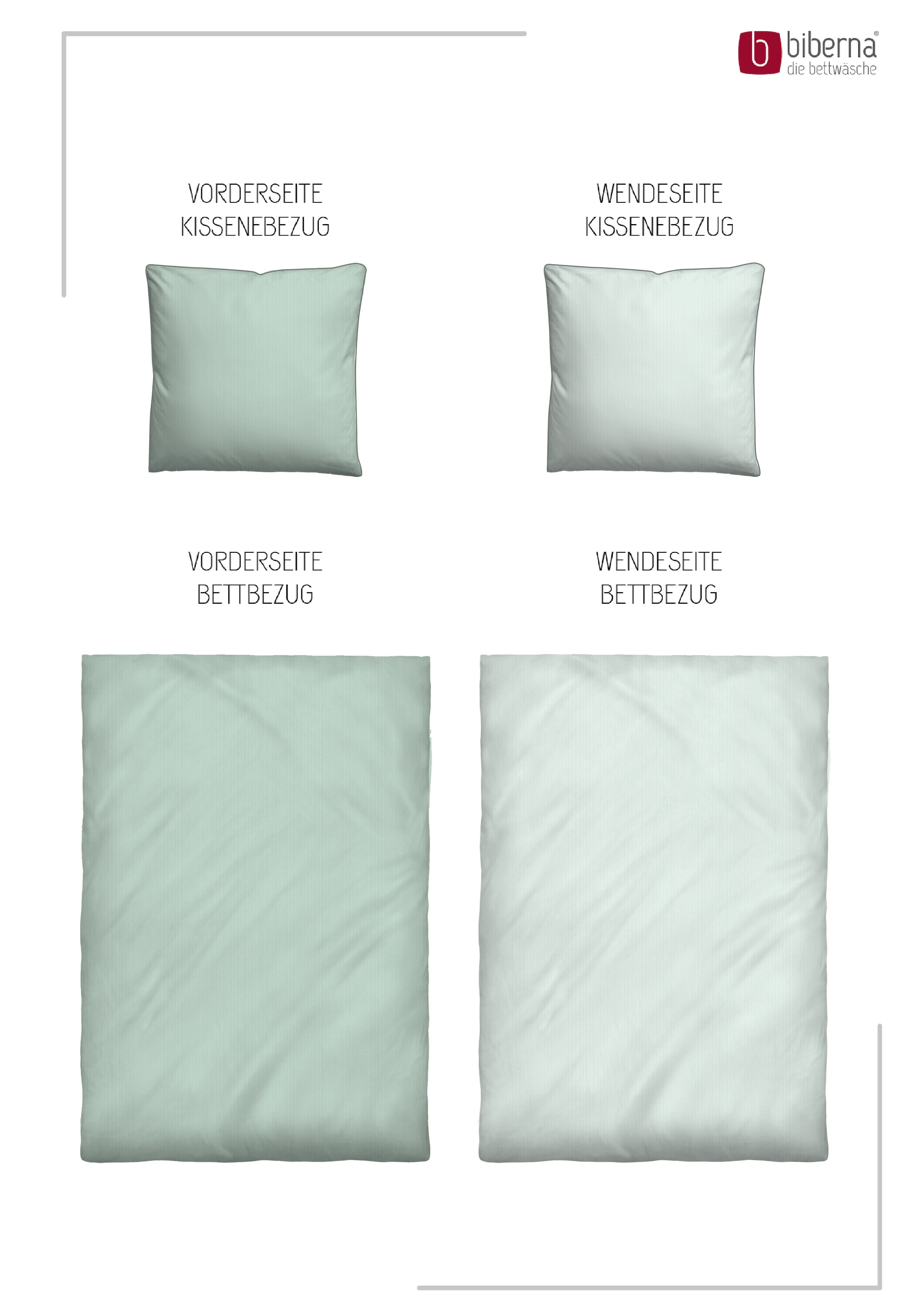 Biberna Wendebettwäsche »0615211 Premium Satin aus 100% Baumwolle mit Reißverschluß« 2 Stk. seidig glatt & atmungsaktiv, Reißverschluss, Feine Streifen