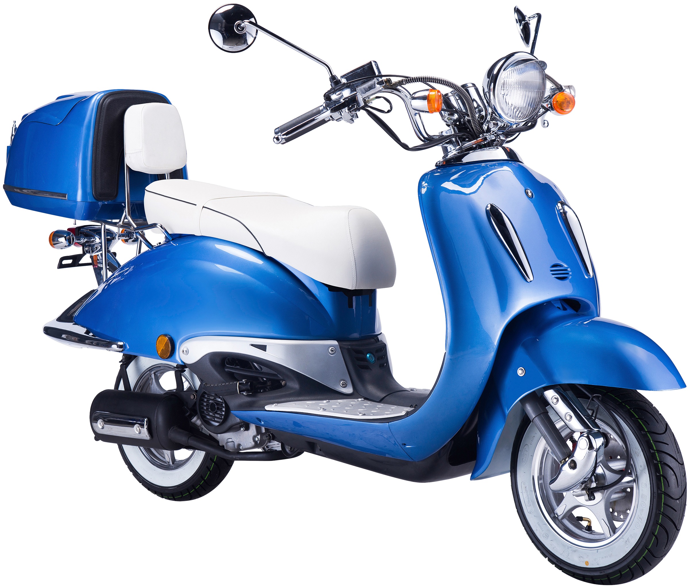 GT UNION Motorroller "Strada", 85 km/hblau, weiß, Motorroller, im Retro-Look