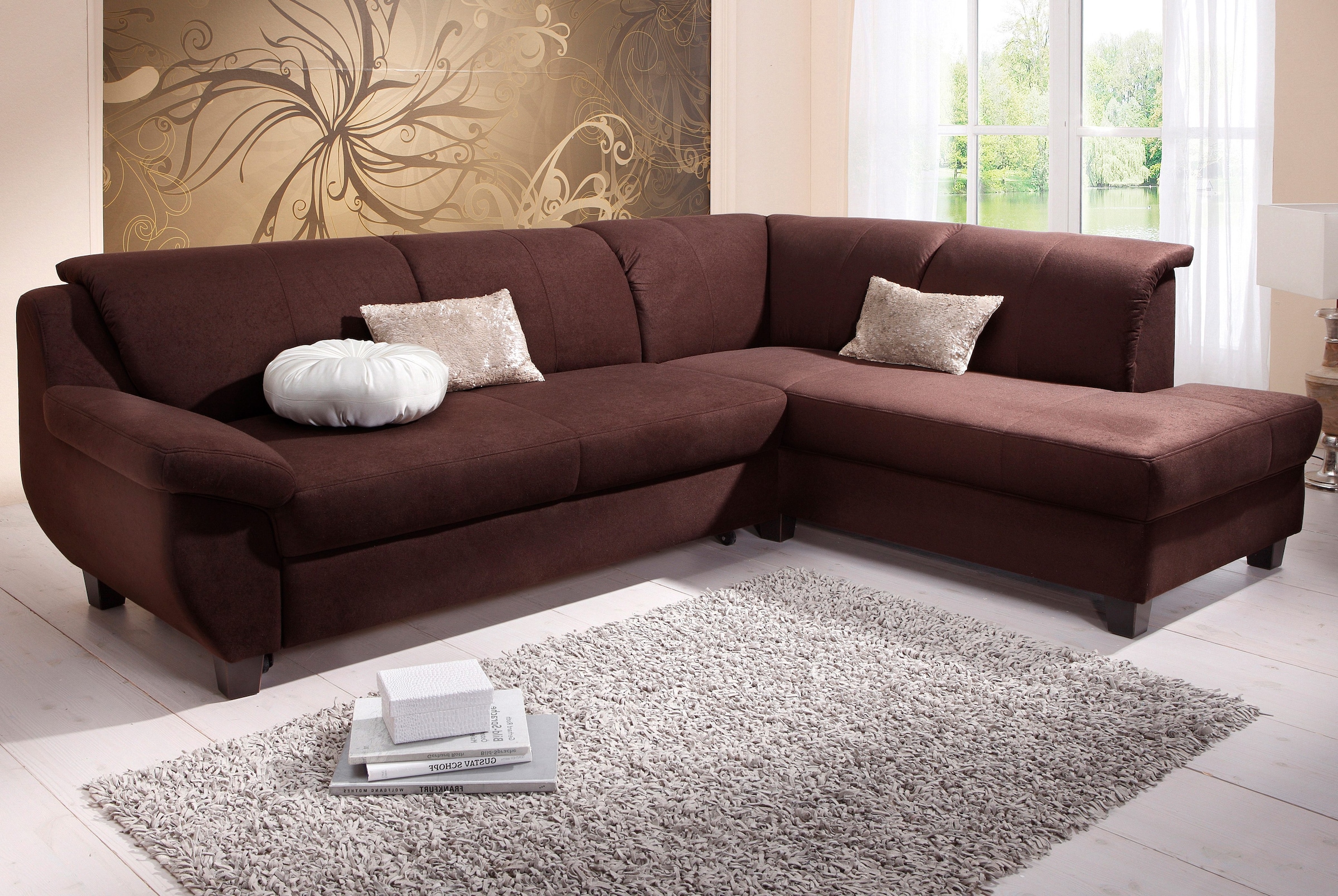Home affaire Ecksofa »Yesterday zeitlos und elegant, bequeme Armlehnen, L-Form«, wahlweise mit Bettfunktion, auch in Cord