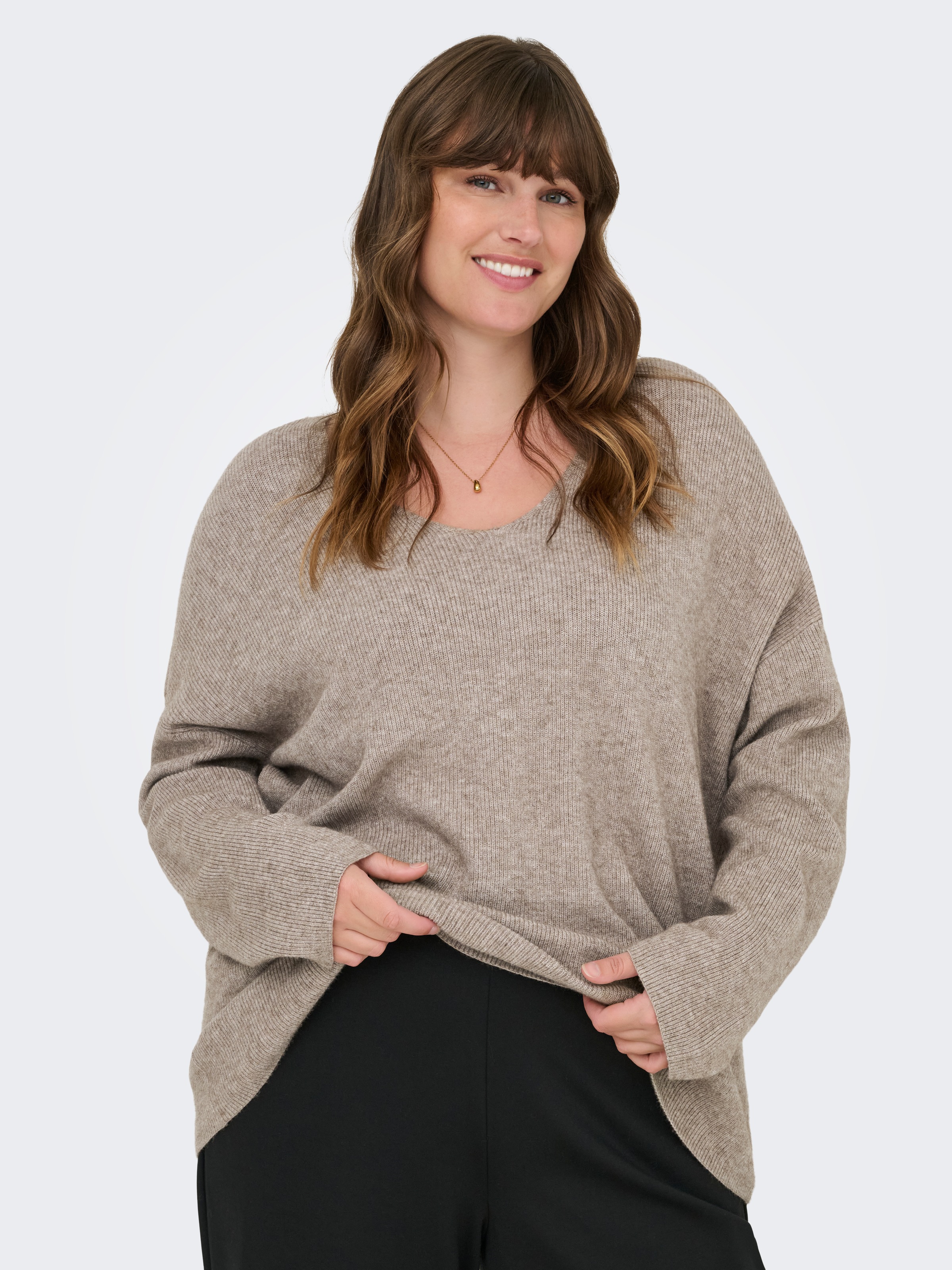 ONLY CARMAKOMA V-Ausschnitt-Pullover "CARIBI LS RIB LOOSE V-NECK CC KNT" günstig online kaufen