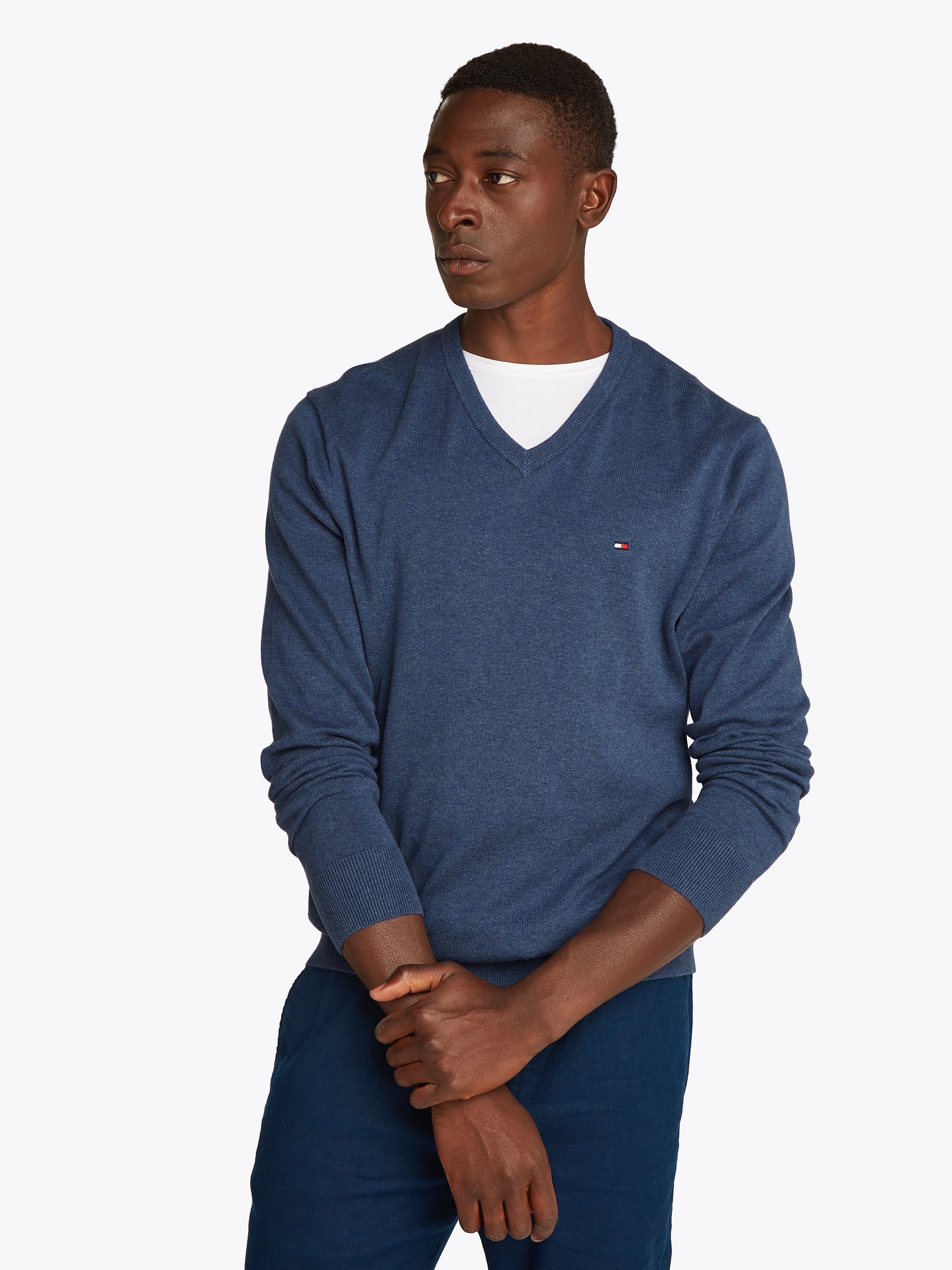 Tommy Hilfiger Strickpullover »ESSENTIAL COTTON V NECK«