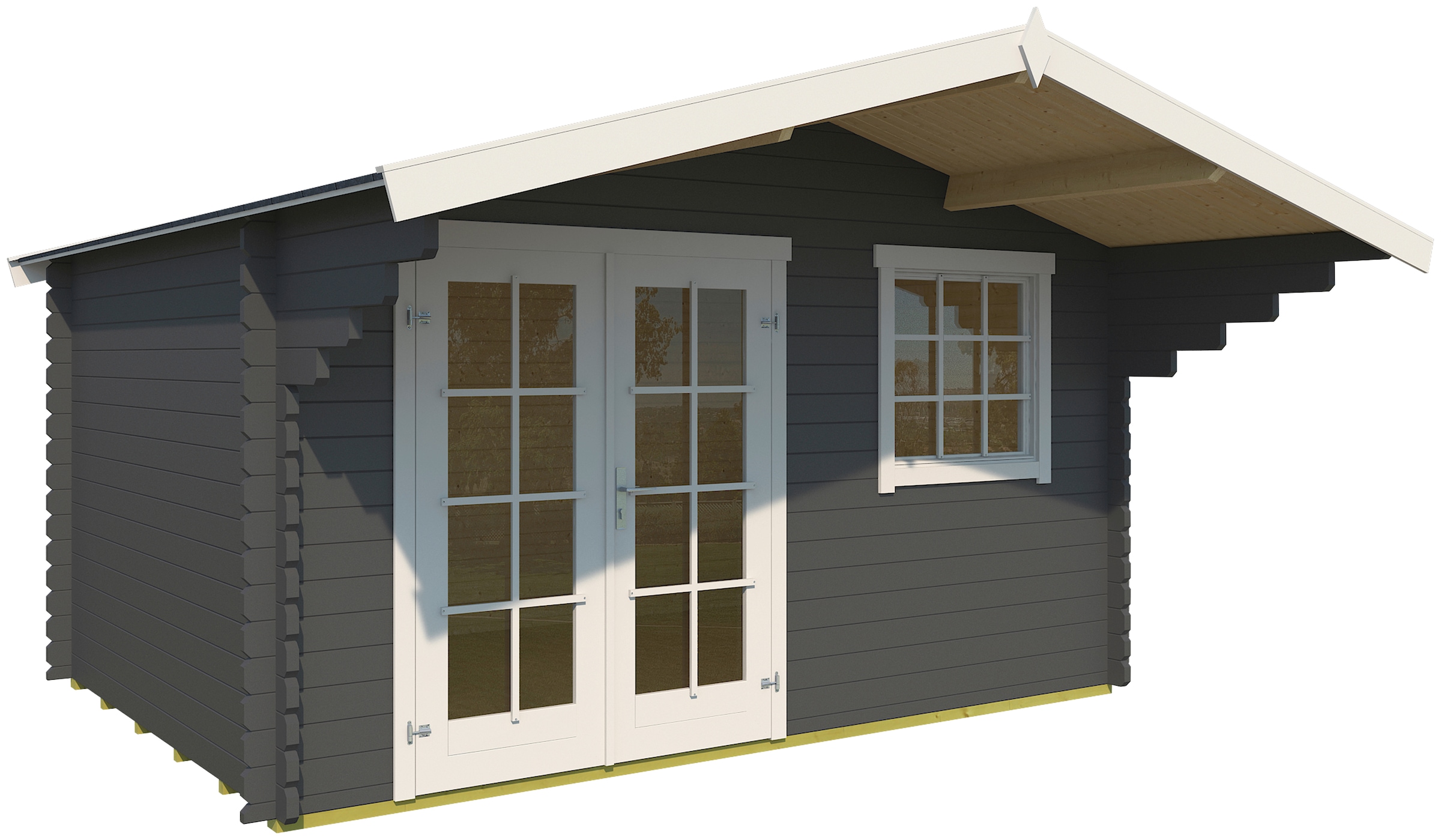 LASITA MAJA Gartenhaus »Orlando 34«, Blochbohlenhaus 34mm, Fundamentmass 3800x2800, Carbongrau