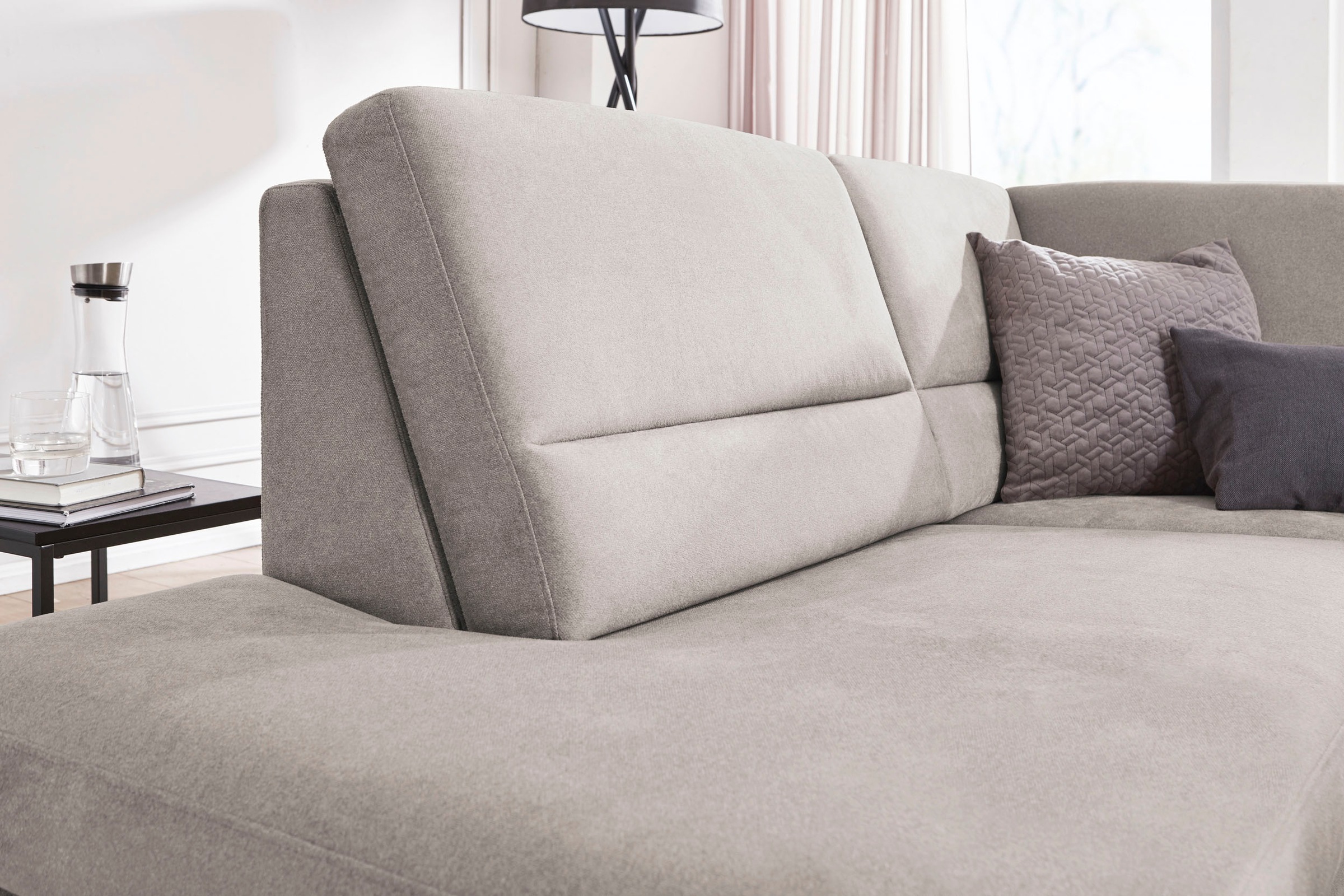 CALIZZA INTERIORS Ecksofa »Onyx L-Form«, Ottomane links oder rechts, wahlweise mit Bettfunktion, Breite 257 cm