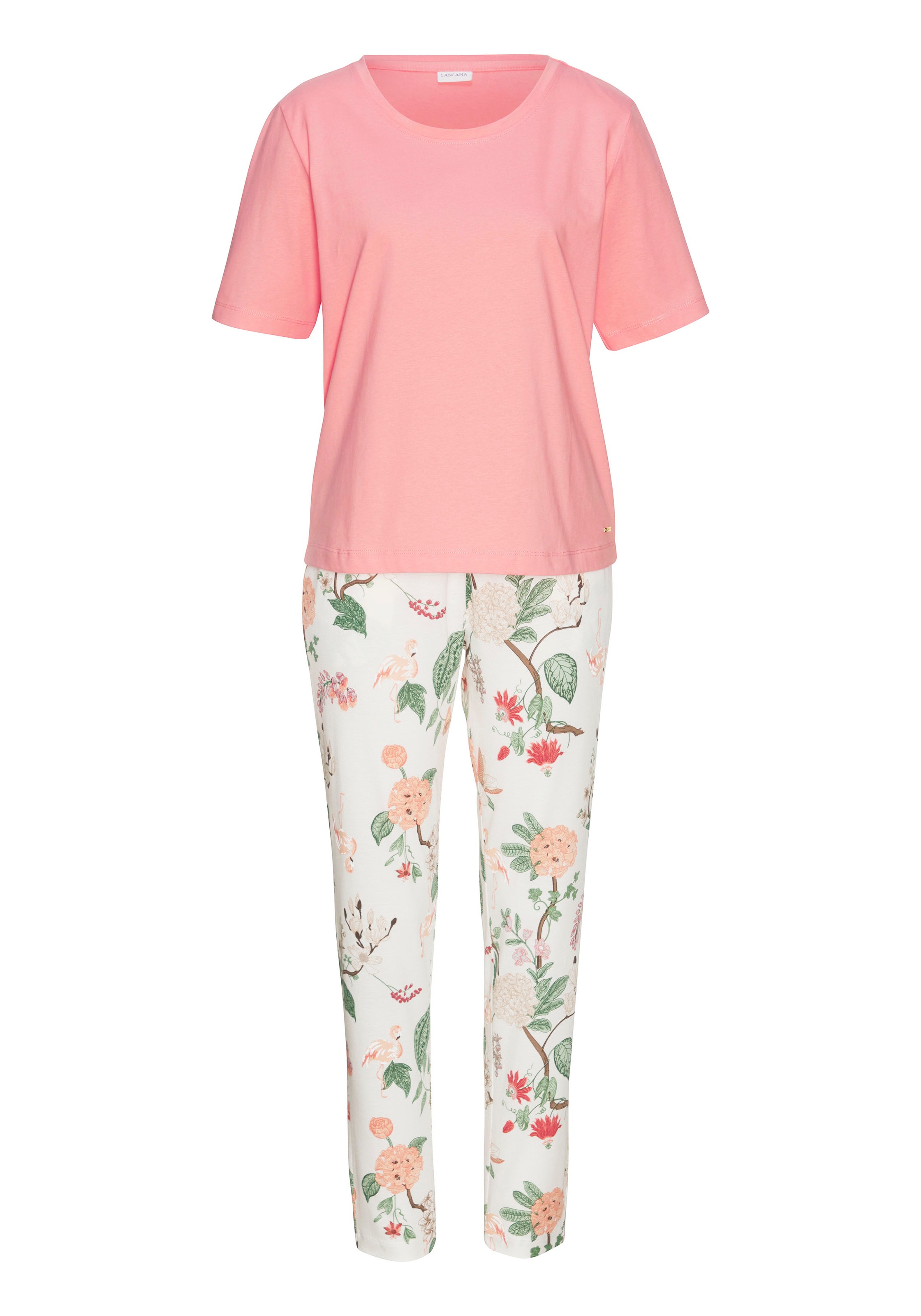 LASCANA Pyjama 2 Stk. tlg., mit elegantem Blumenmuster günstig online kaufen