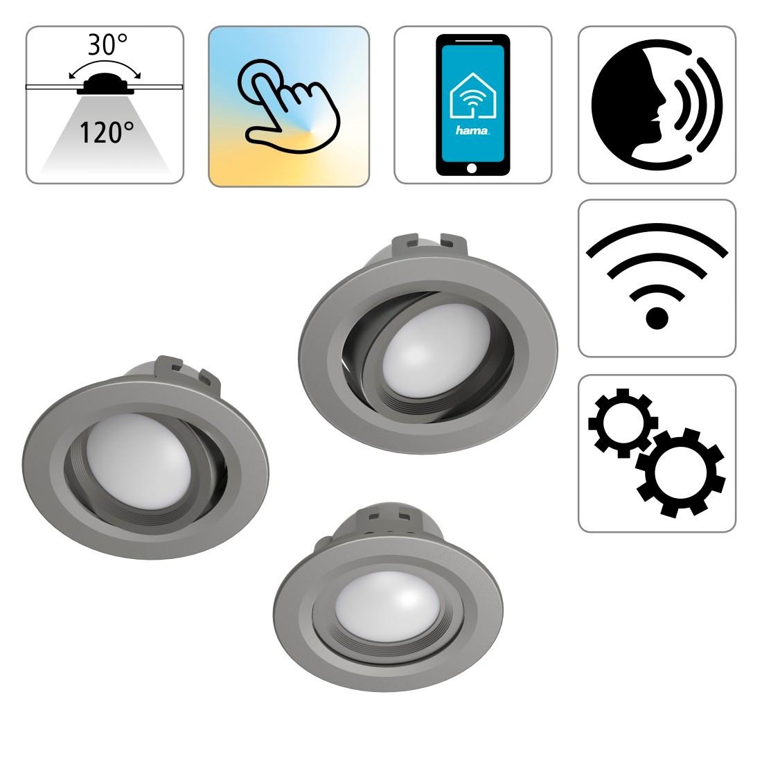 Hama Smarte LED-Leuchte »WLAN LED Einbauspot, 5W, Sprachsteuerung, Appsteuerung, verstellbar«