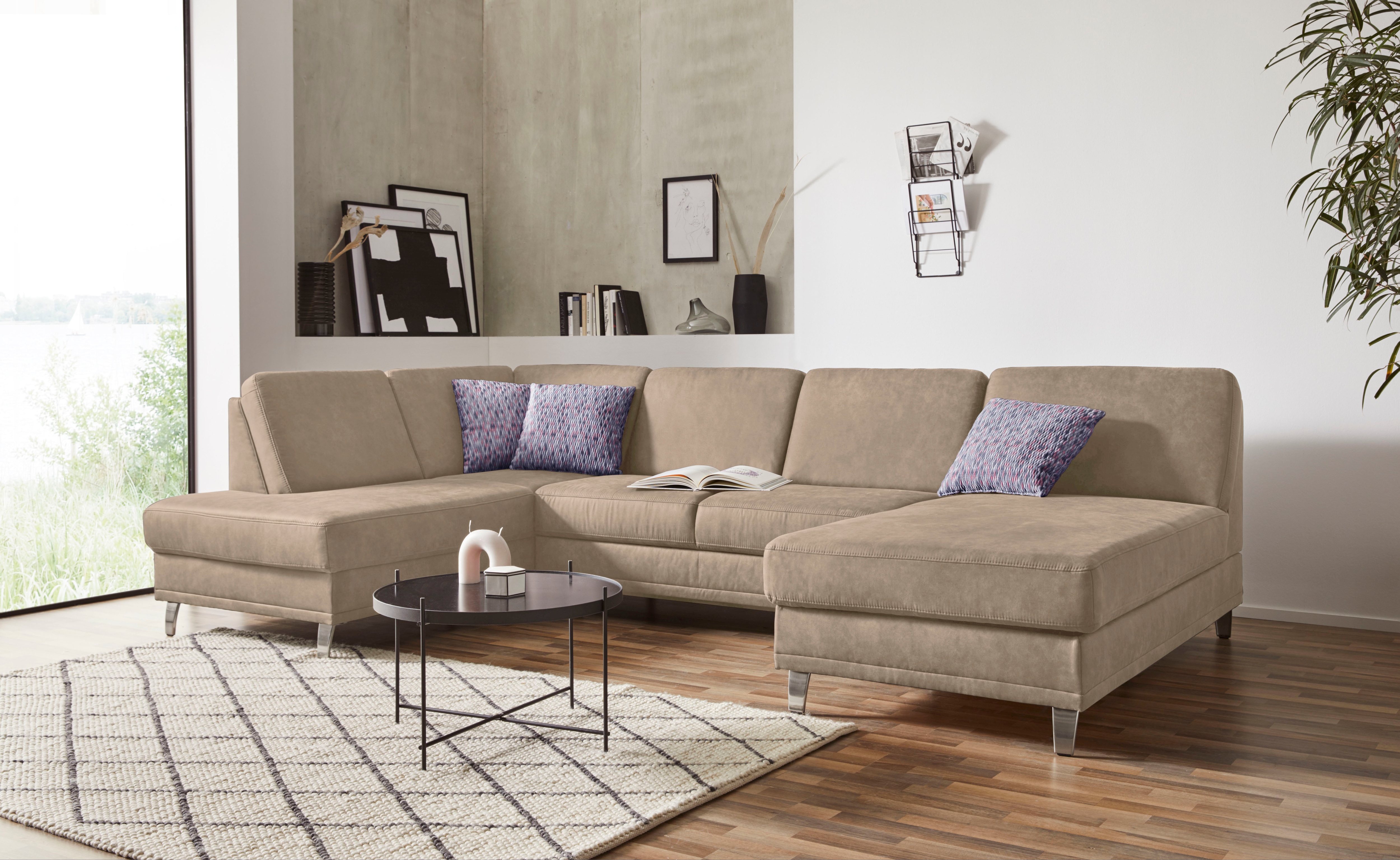 sit&more Wohnlandschaft "Clio U-Form" wahlweise mit Schlaffunktion und Bettkasten, inklusive Federkern