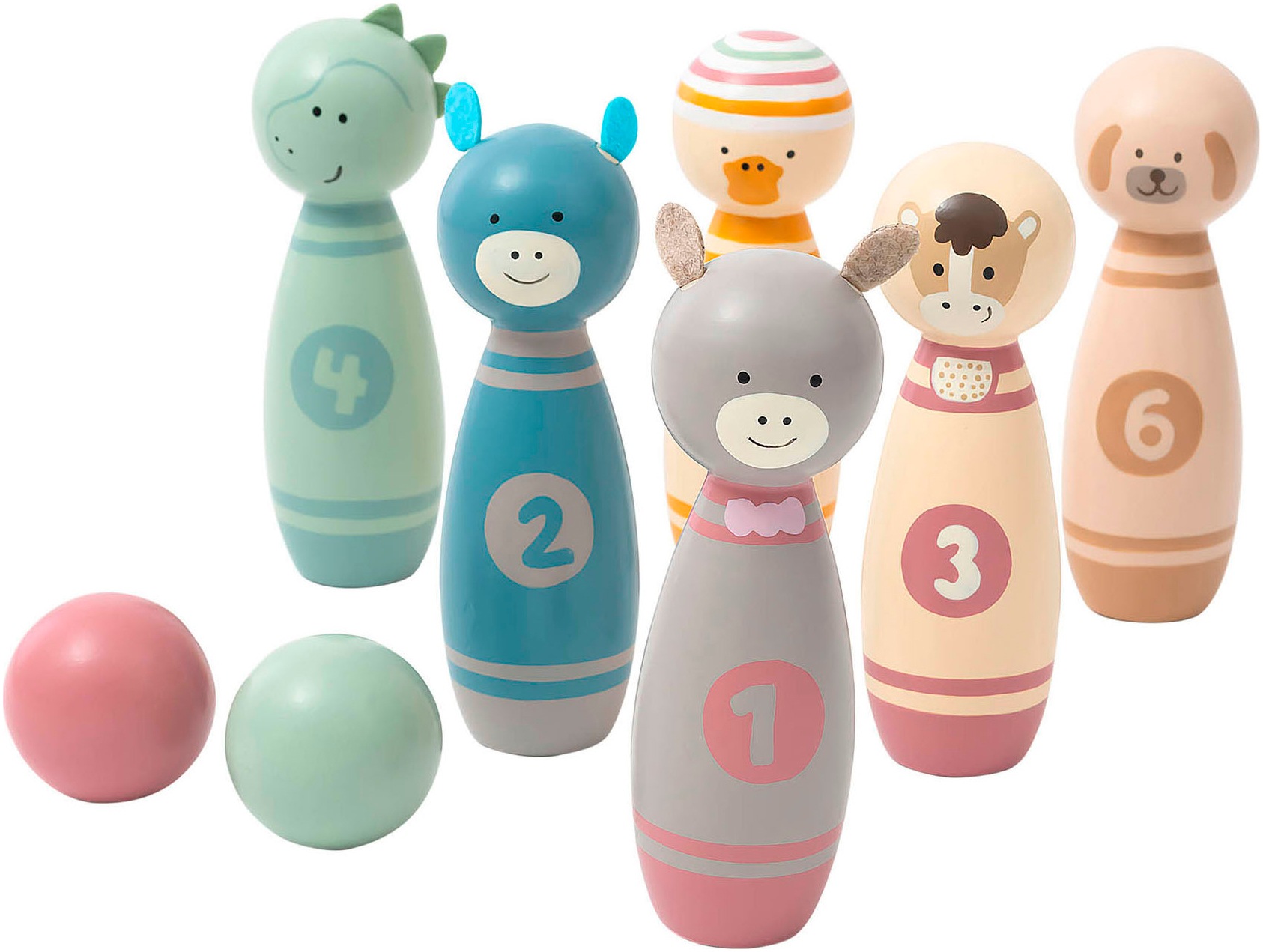 STERNTALER Kinder Spiel "Kegelspiel Holz", bunt, Holz, H:14cm Ø:4,5cm, Spiele, FSC - schützt Wald