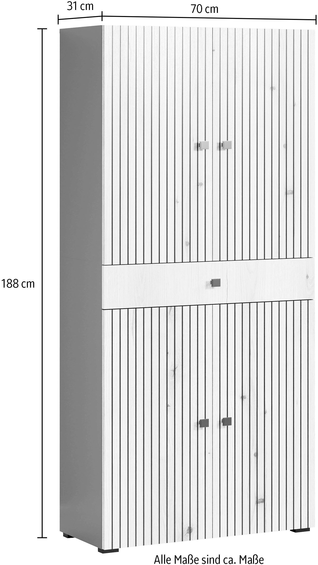 welltime Hochschrank »Amrum«, (1 St.), Breite 40cm, geräumiger Hochschrank Eiche Rillenoptik Badschrank