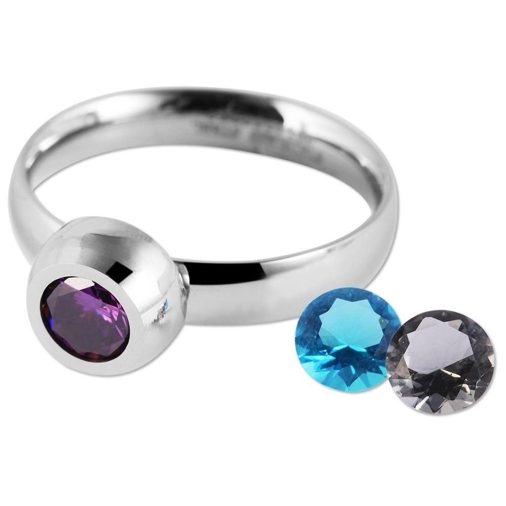 Fingerring ADELIA´S "Damen Ring aus Edelstahl mit Zirkonia" Gr. 52, silber, Fingerringe, Damen, 52, Edelstahl, Fingerring 2