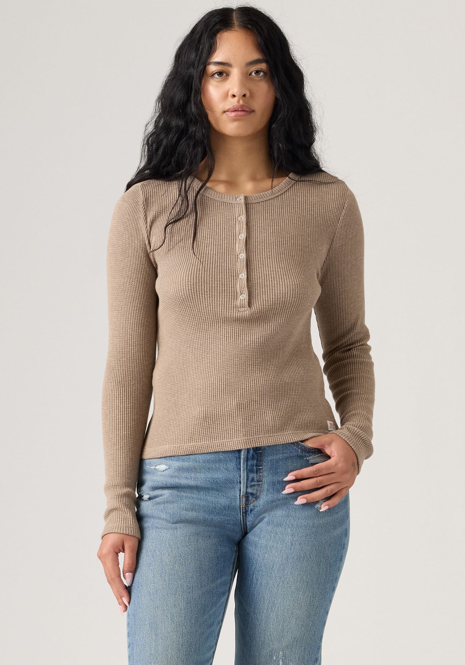 Levis Langarmshirt "DRY GOODS HENLEY", Mit Waffelstruktur- Muster günstig online kaufen