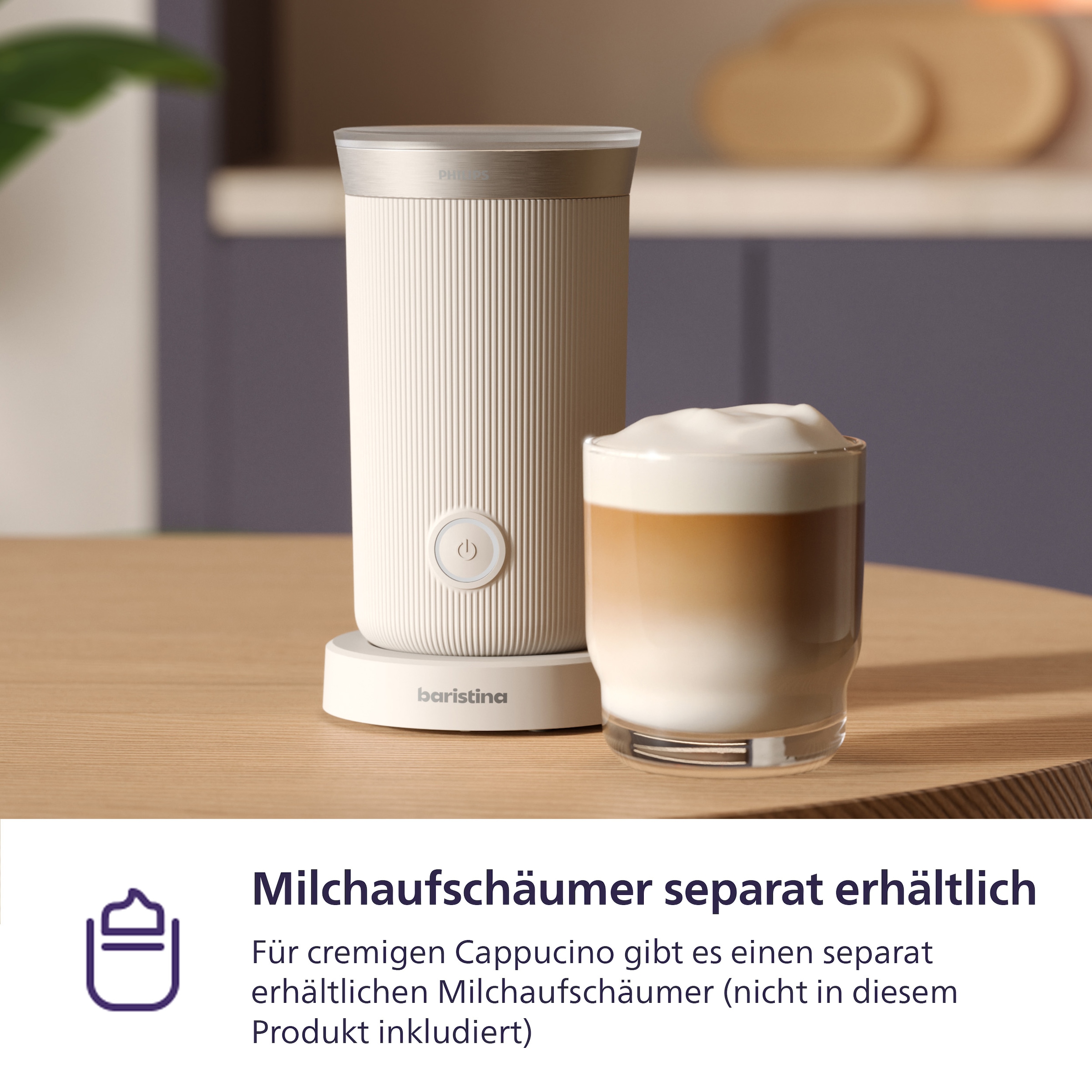 PHILIPS baristina Espressomaschine »BAR302/20 mit Mahlwerk für ganze Bohnen«, 16 bar Pumpendruck, Naturweiß/Eschenholz