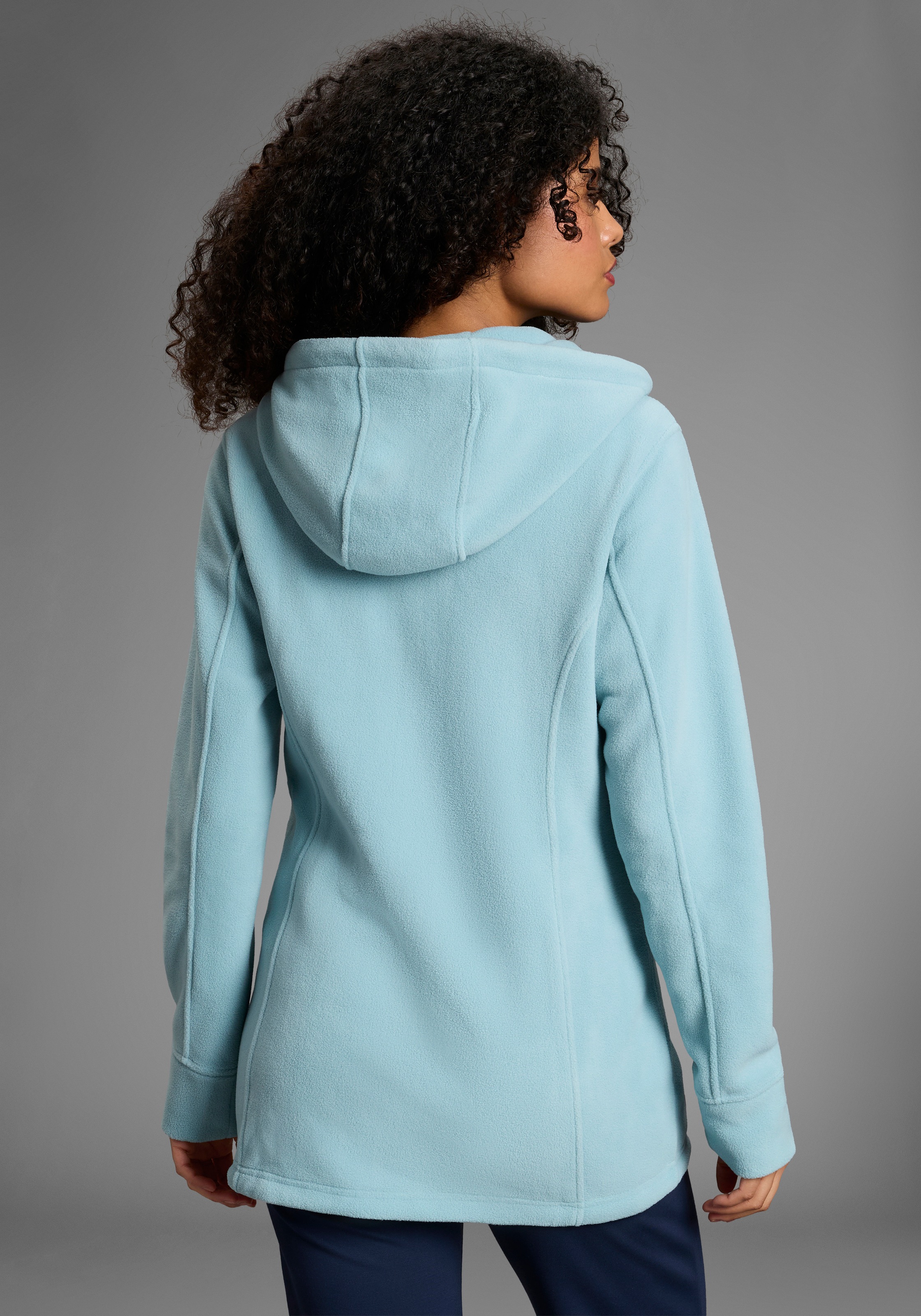 KangaROOS Fleecejacke mit Kapuze hüftbedeckende Länge, mit Kapuze, mit Eing günstig online kaufen