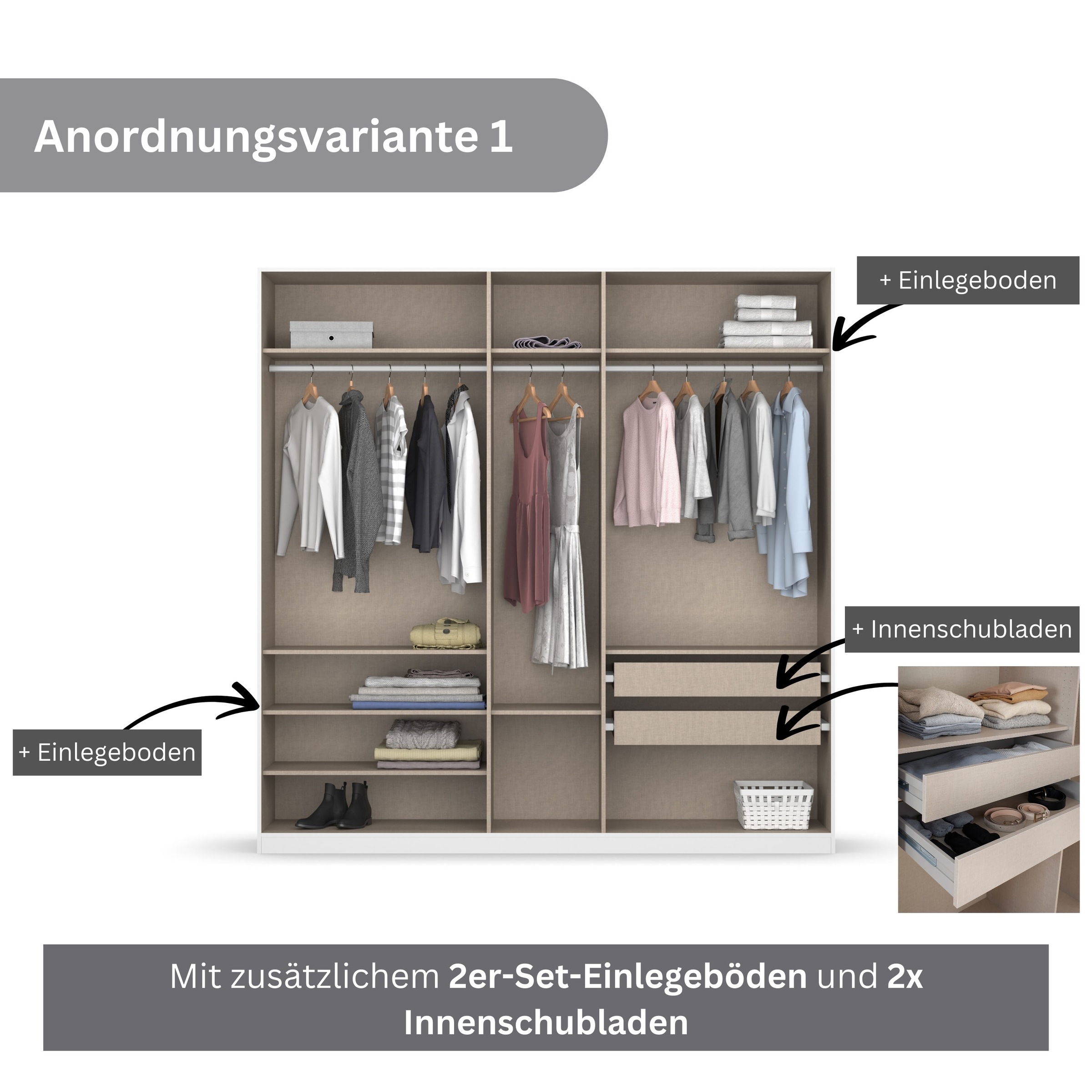 Thumbnail - rauch Drehtürenschrank "Kleiderschrank Schrank Garderobe KOLUNA mit hochwertiger Glasfront" Breiten 181/226/271/315 cm H...