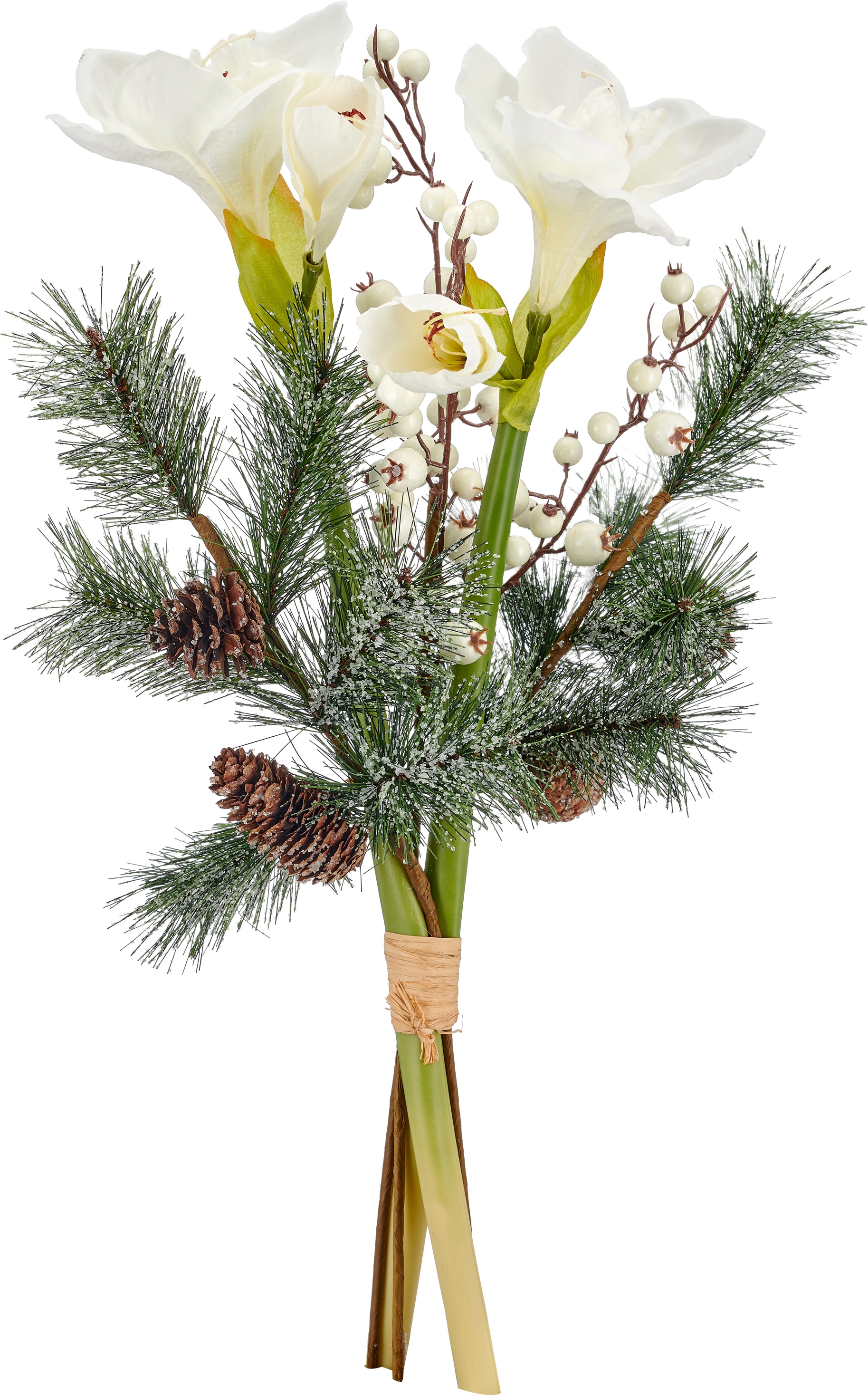 Creativ green Winterliche Kunstpflanze "Strauß mit Amaryllis" mit Beeren