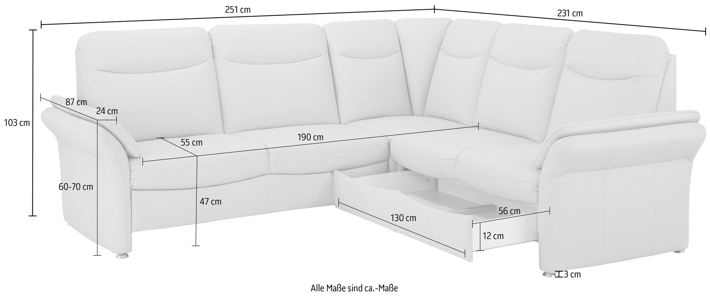 Home affaire Ecksofa »Tahoma L-Form«, mit Armlehnfunktion, wahlweise Bettfunktion, Schublade, Relaxfunktion