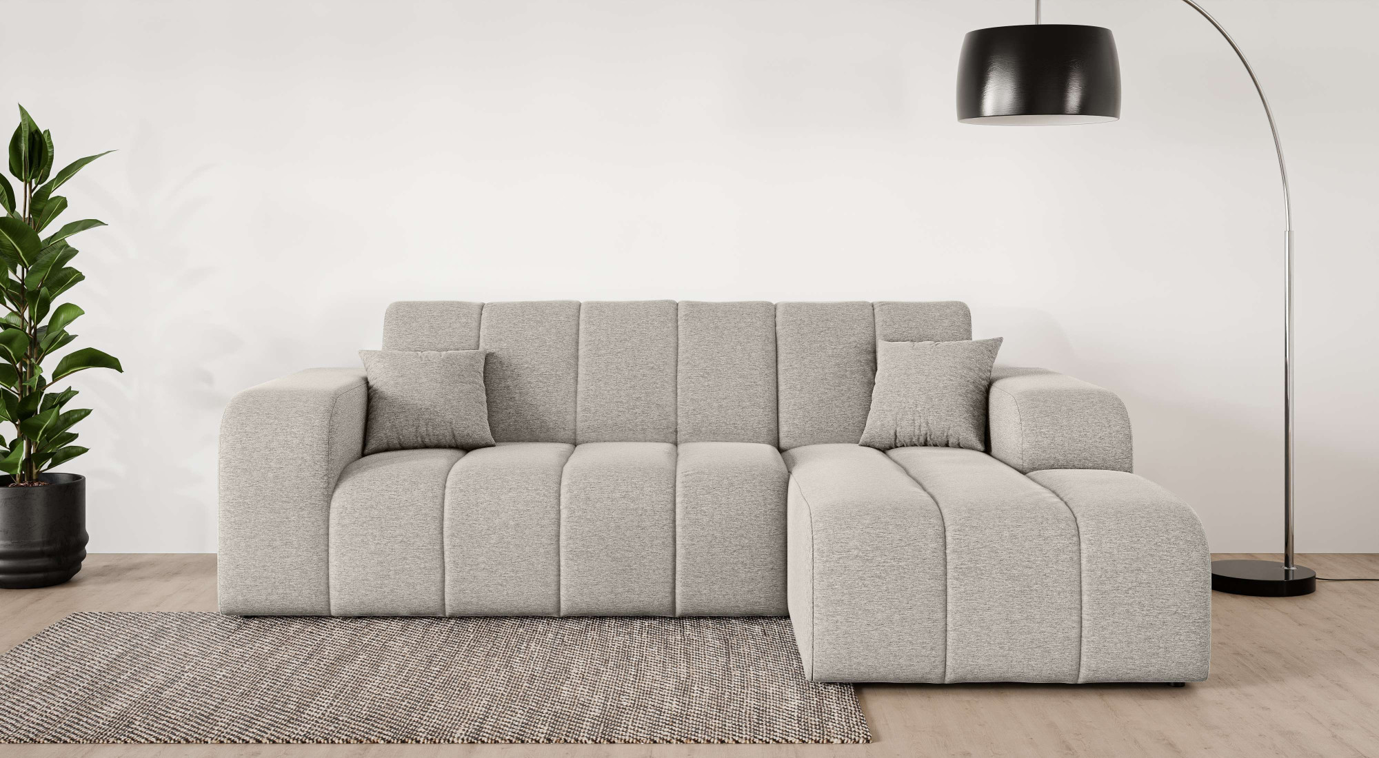 OTTO home Ecksofa "CASSY L-Form, Schlafsofa mit Bettkasten, Maße B/T/H: 245/165/88 cm" mit 2 Rückenkissen, Recamiere rechts oder links bestellbar